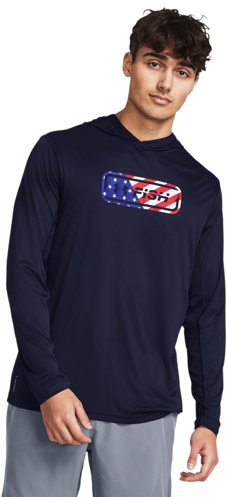 Image of Under Armour Iso-Chill Freedom Hook Hoodie for Men - Midnight Navy/Royal
