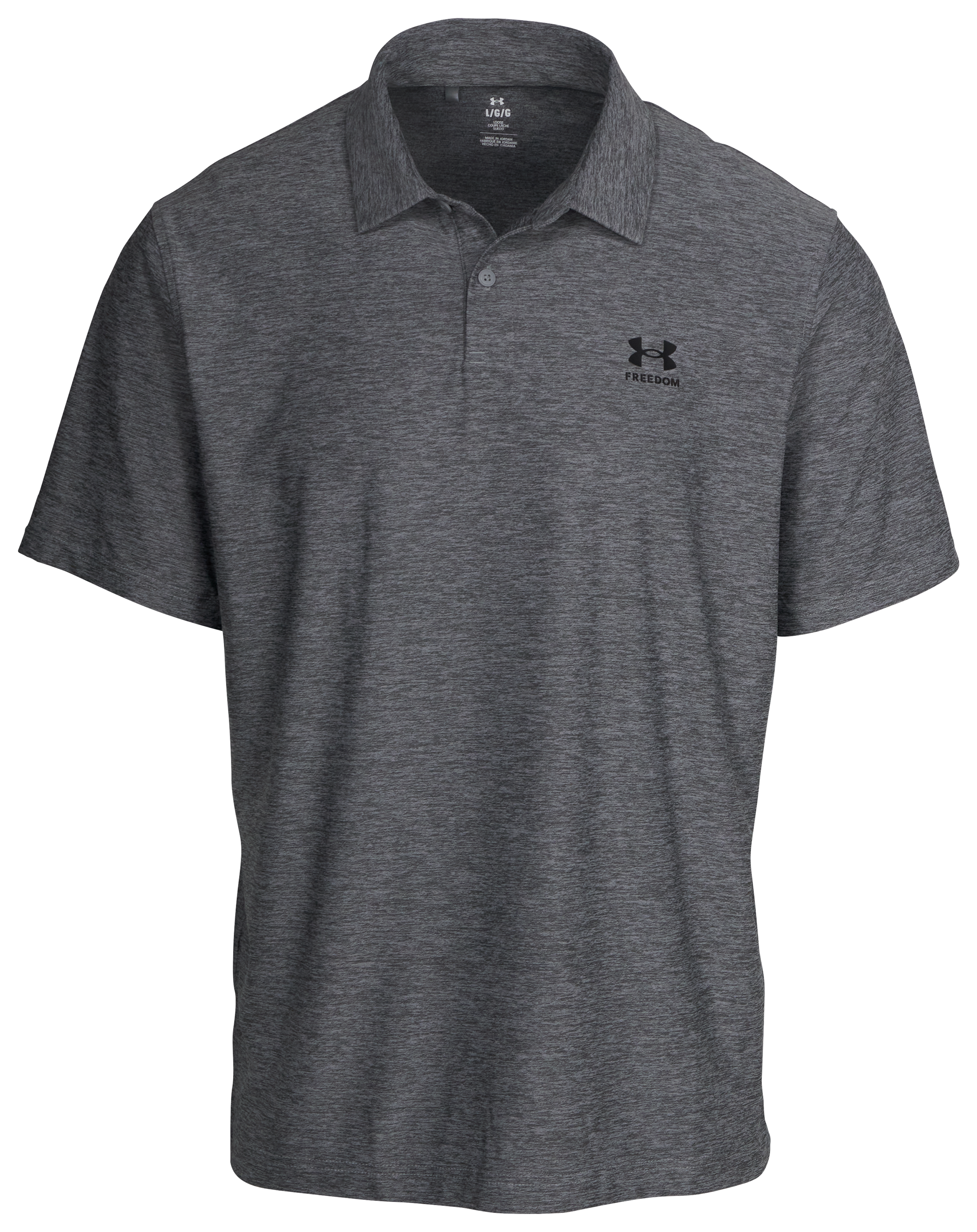 Image of Under Armour Freedom Logo Short-Sleeve Polo for Men - Steel/Black - M