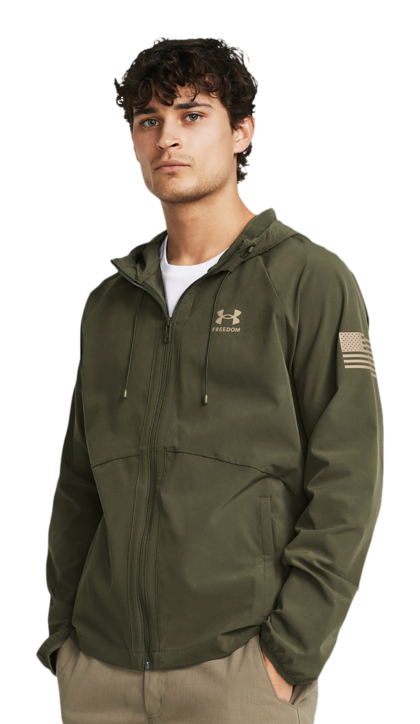 Image of Under Armour Freedom Windbreaker for Men - Marine OD Green/Federal Tan - S