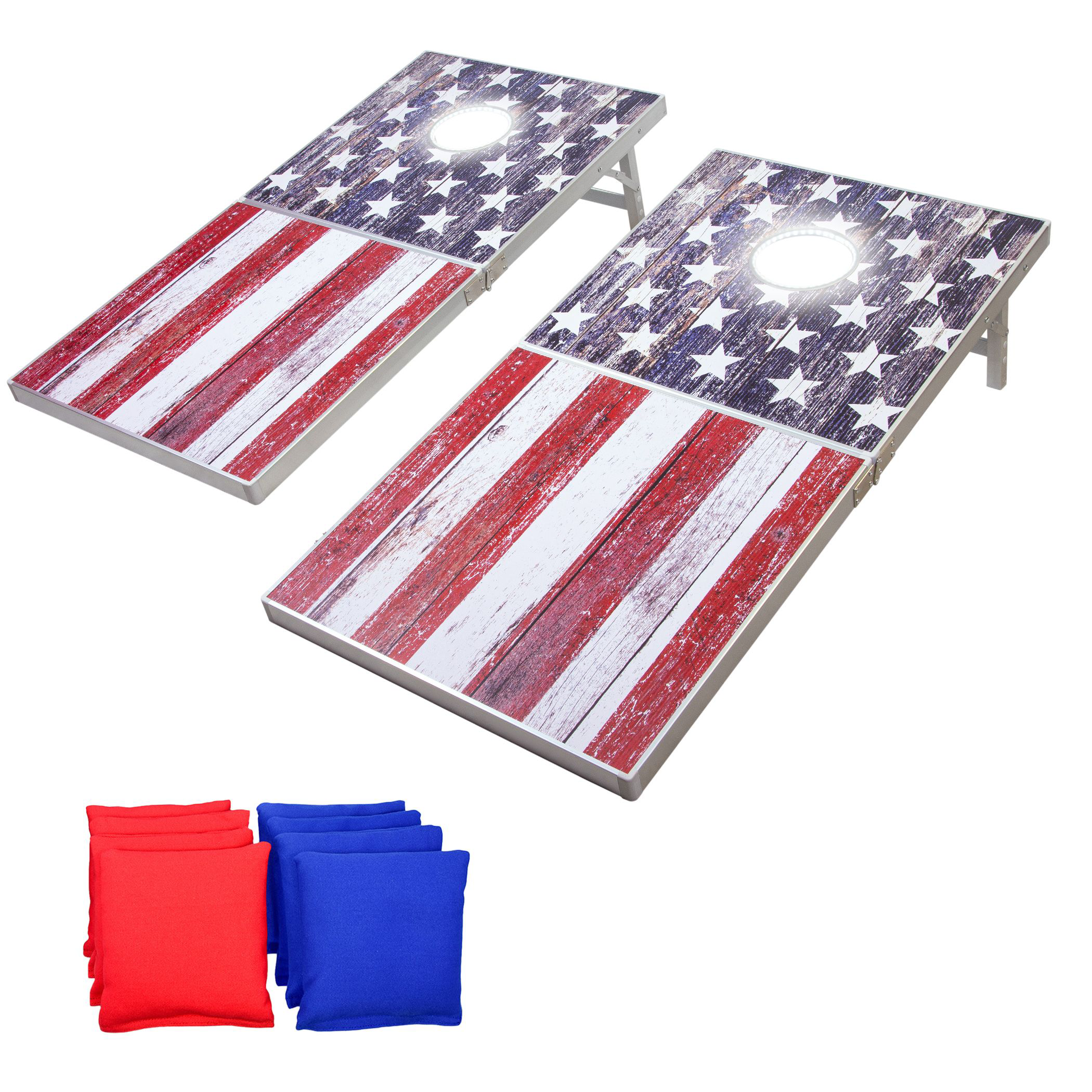 Image of GoSports LED Folding American Flag Cornhole Set