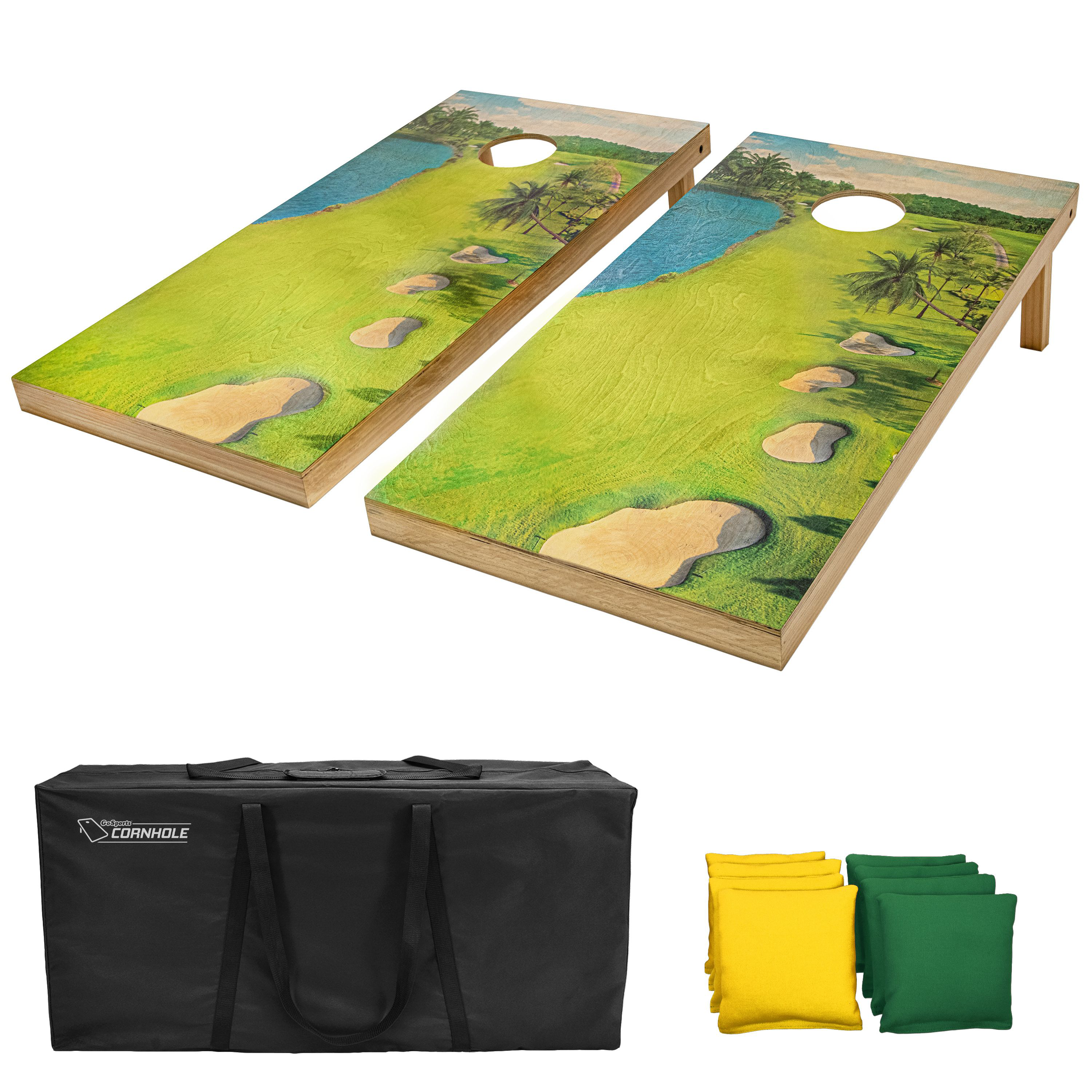 Image of GoSports Premium Wood Cornhole Set - Golf