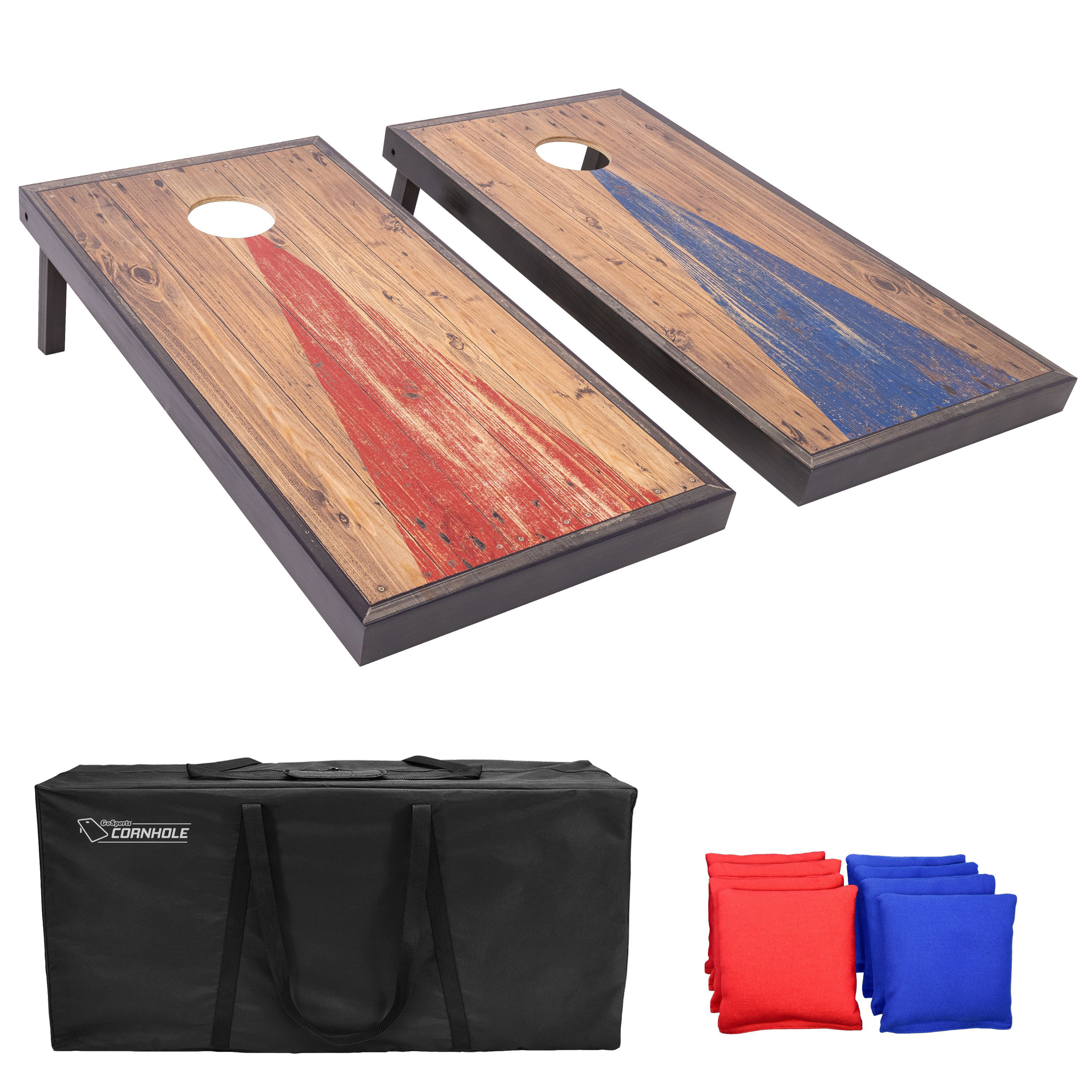 Image of GoSports Premium Wood Cornhole Set - Wood Steel