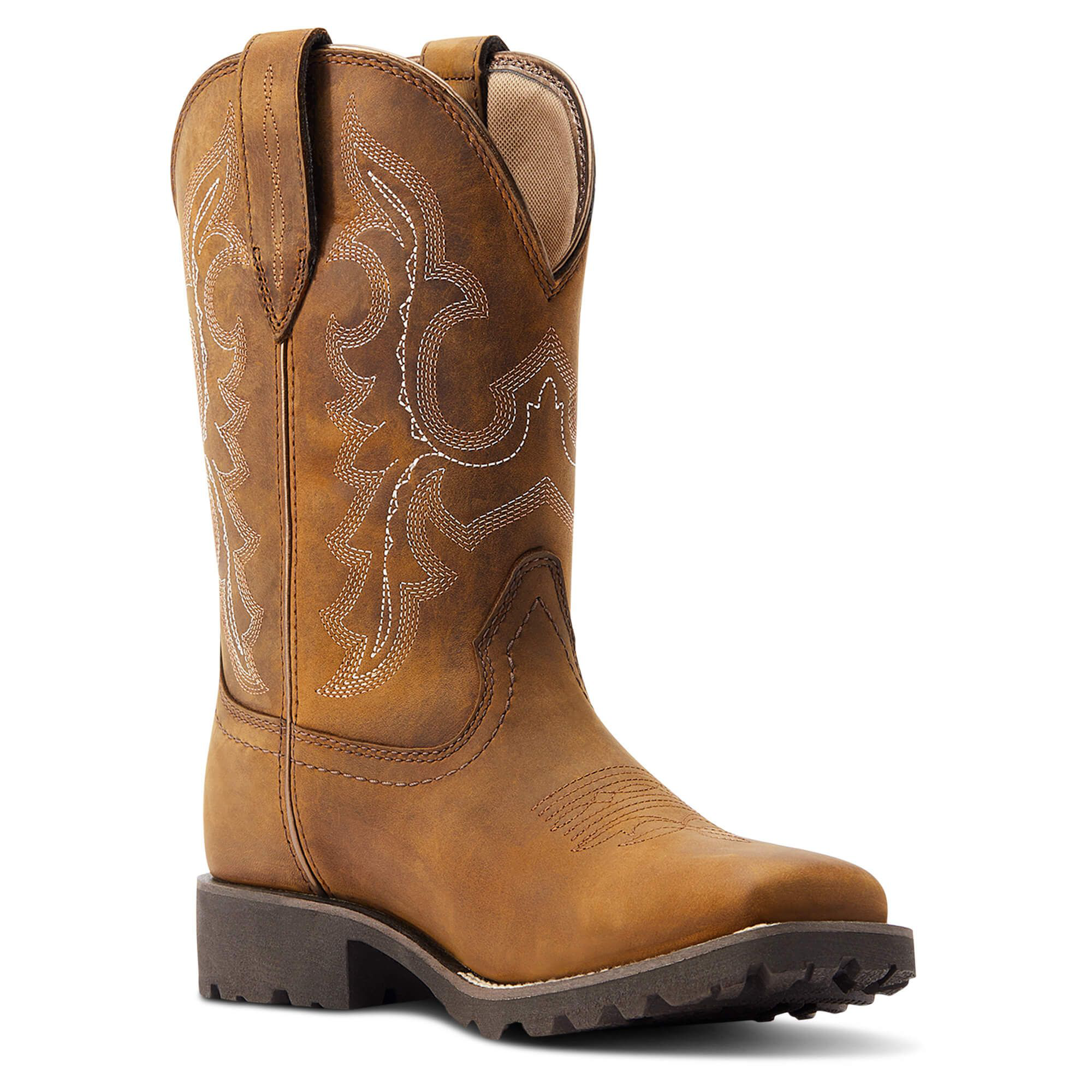 Image of Ariat Unbridled Rancher Waterproof Western Boots for Ladies - Oily Distressed Tan - 7.5M