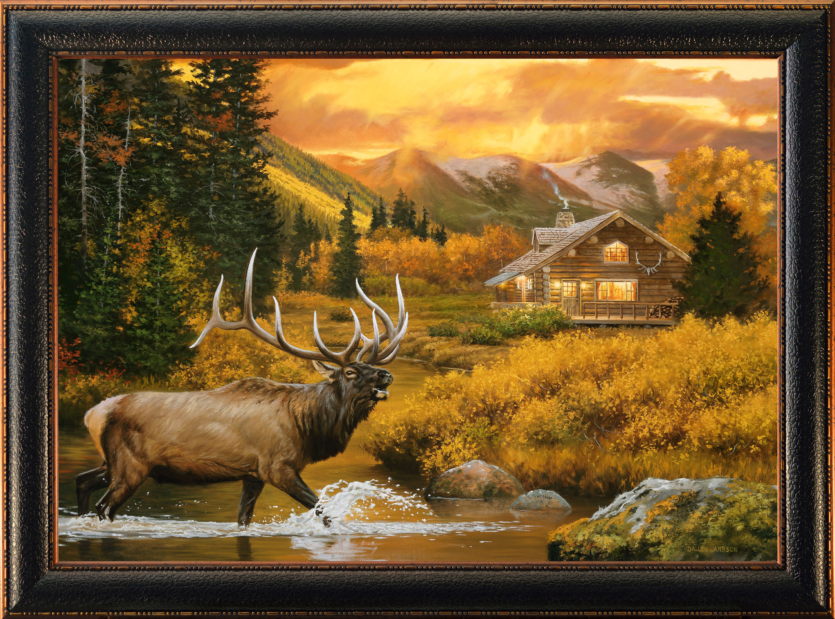 Image of "Rocky Mountain Publishing Golden Hour Framed Canvas Giclée by Dallen Lambson - 16"" x 23"" x 2"""