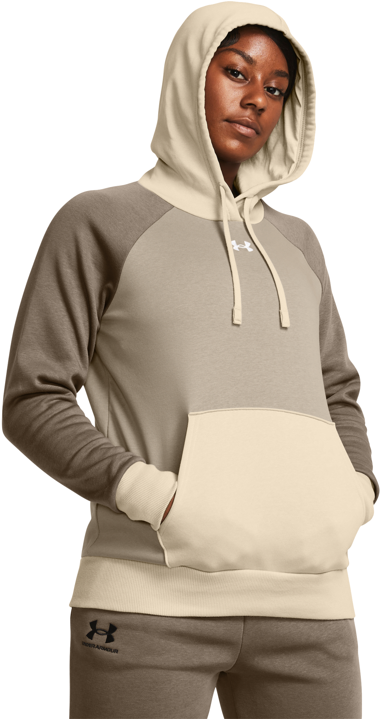 UNDER ARMOUR Rival Fleece Colorblock Long-Sleeve Hoodie for Ladies
