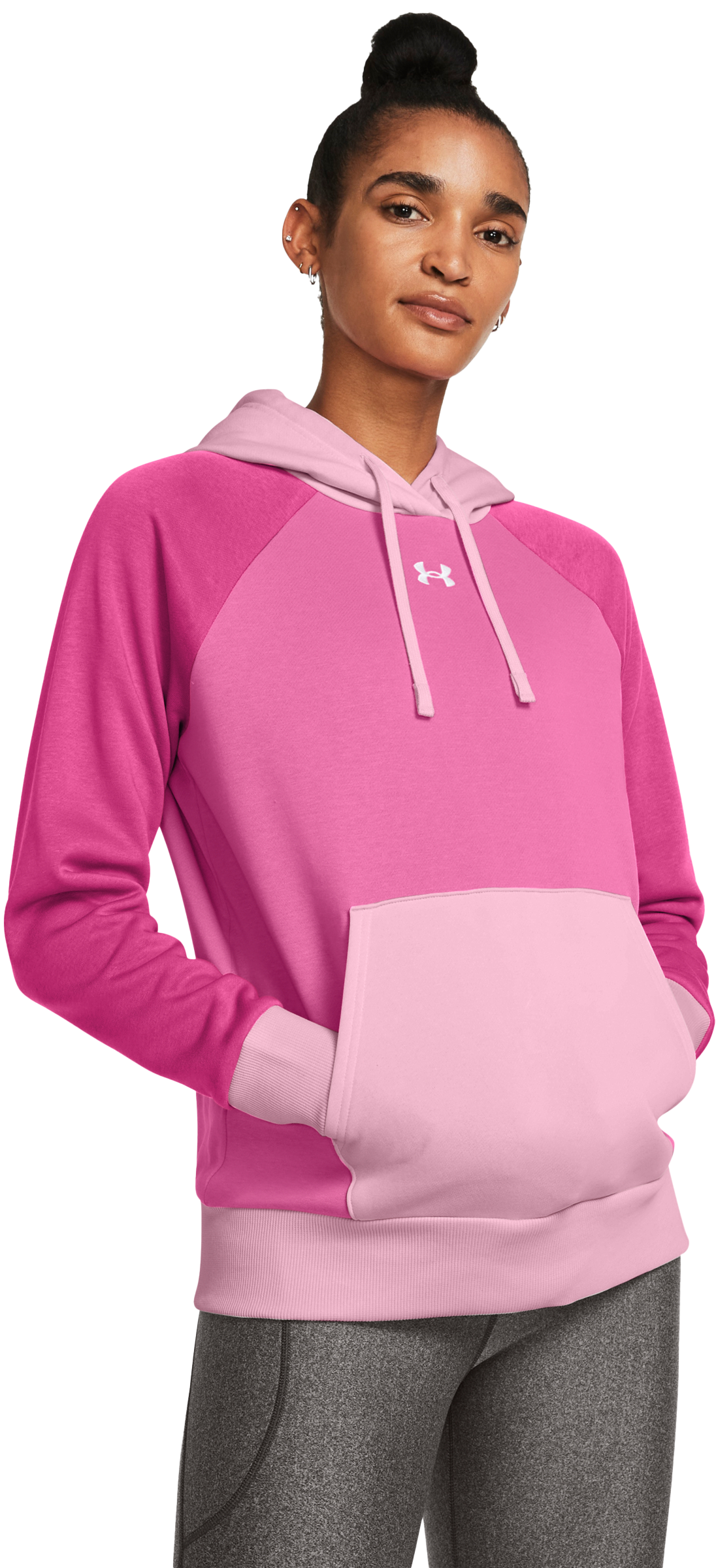 UNDER ARMOUR Rival Fleece Colorblock Long-Sleeve Hoodie for Ladies