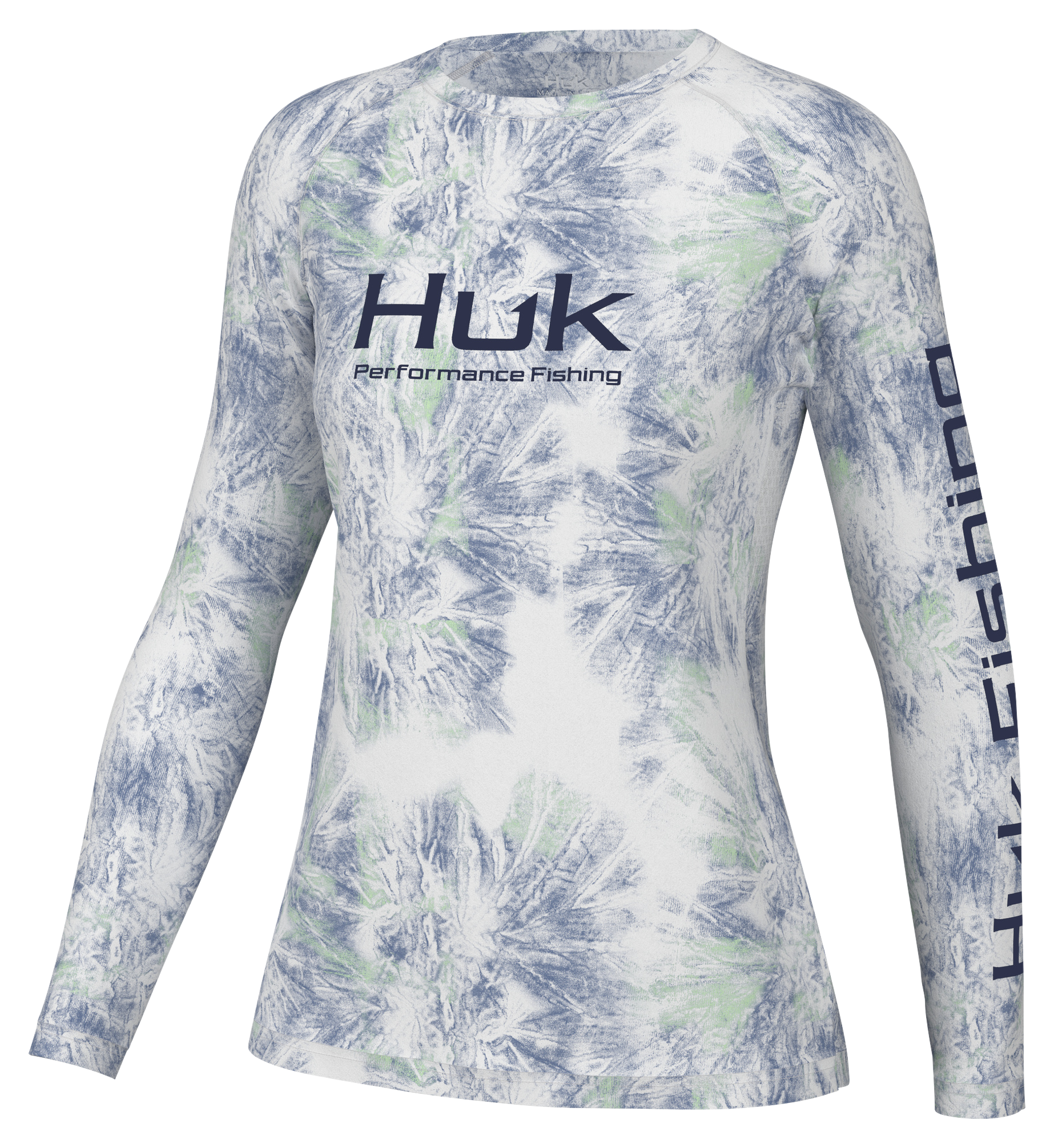 Image of Huk Aqua Dye Pursuit Long-Sleeve Crew-Neck Shirt for Ladies - White - M