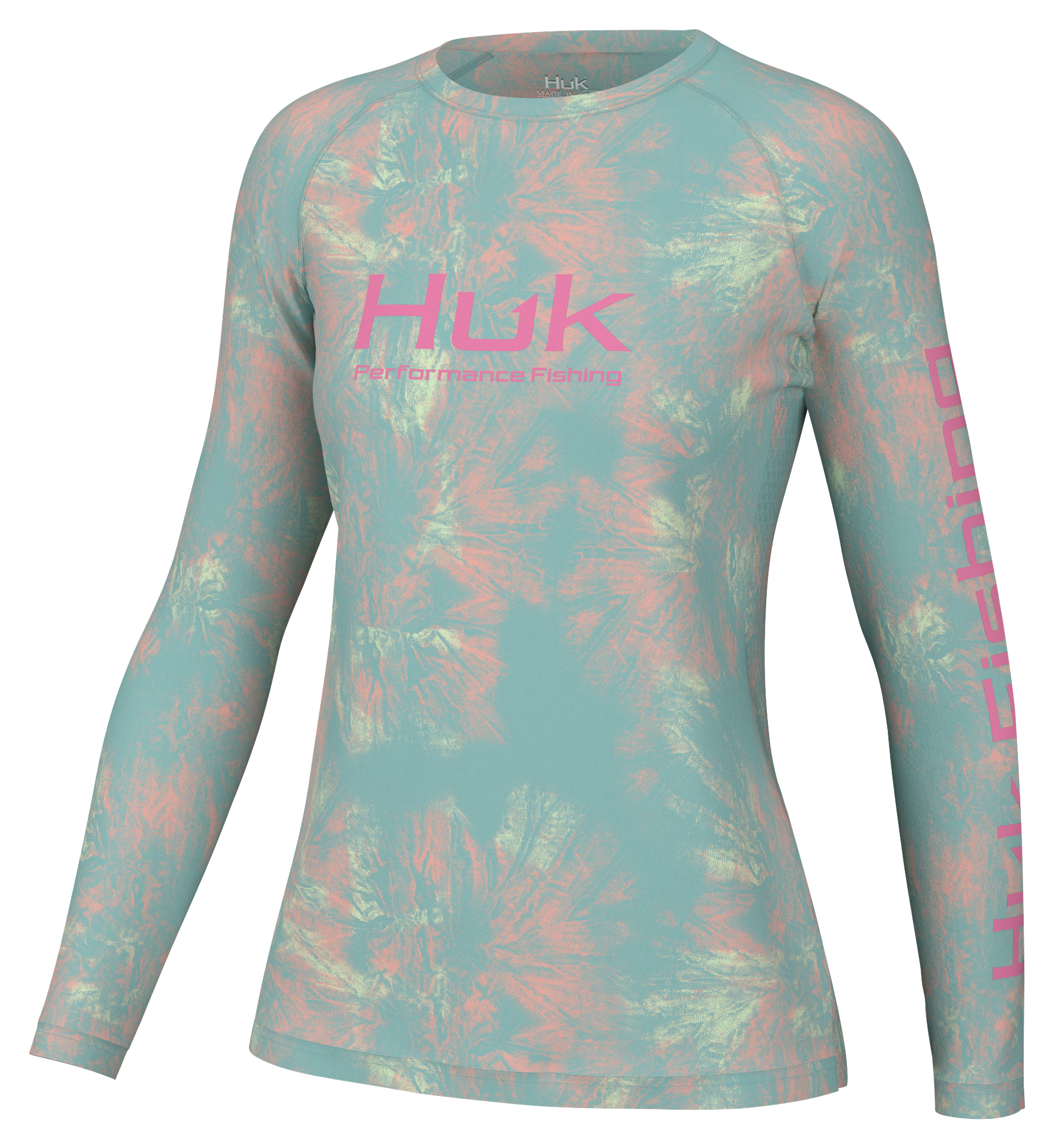 Image of Huk Aqua Dye Pursuit Long-Sleeve Crew-Neck Shirt for Ladies - Marine Blue - S