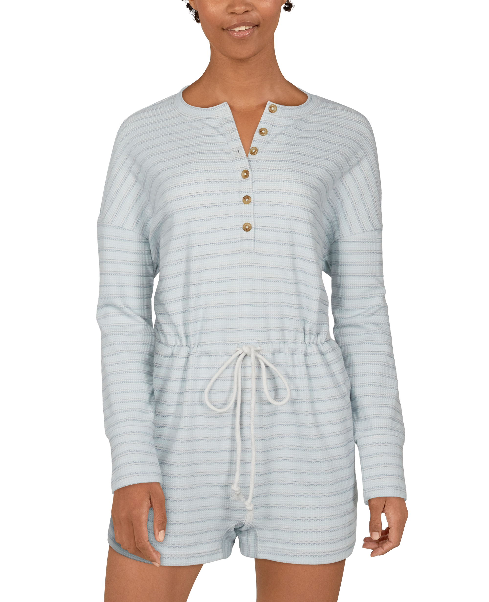 NATURAL REFLECTIONS Space-Dye Short Long-Sleeve Romper