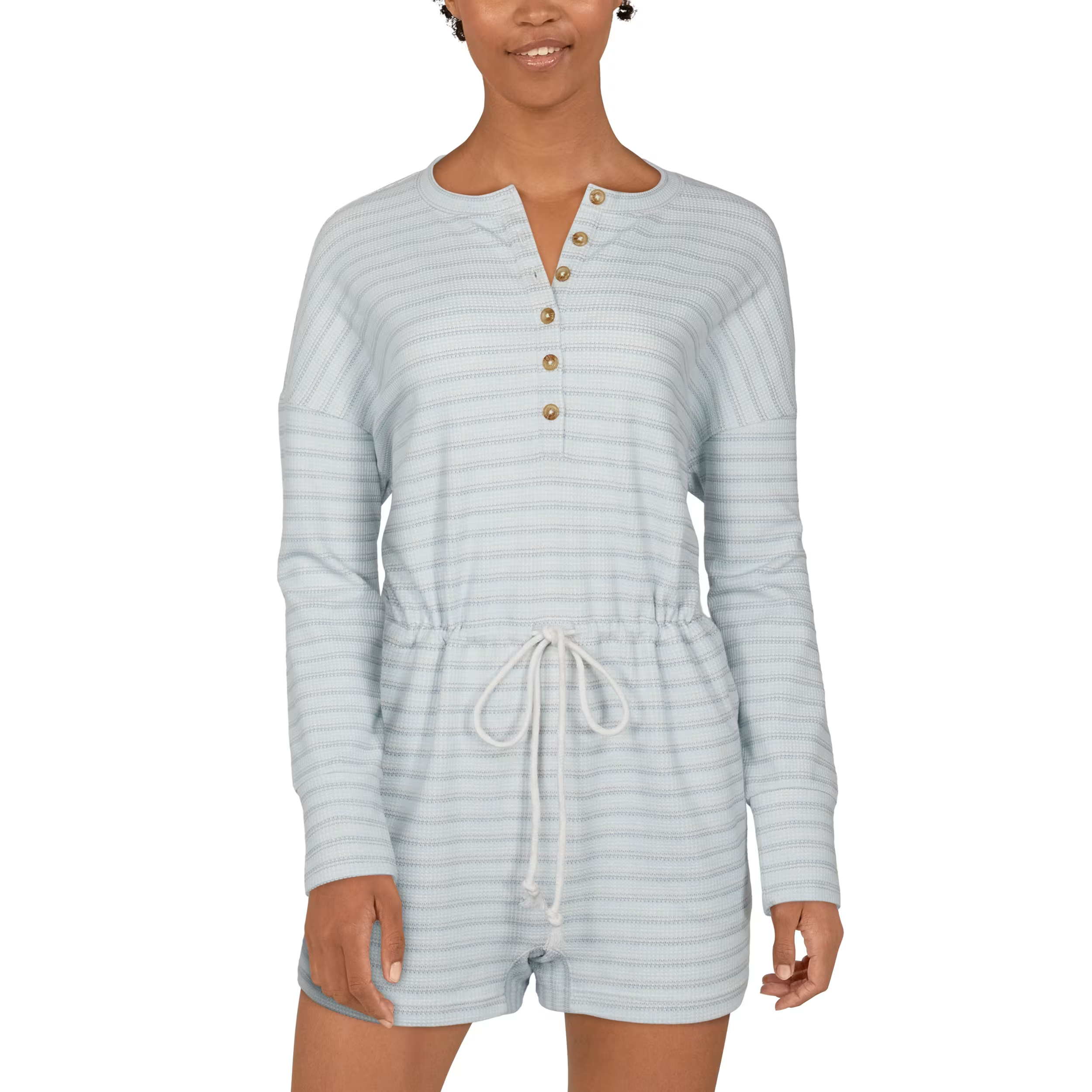 NATURAL REFLECTIONS Space-Dye Short Long-Sleeve Romper