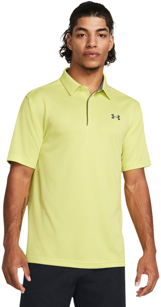 Image of Under Armour Tech Short-Sleeve Polo for Men - Sonic Yellow/Pitch Gray - S