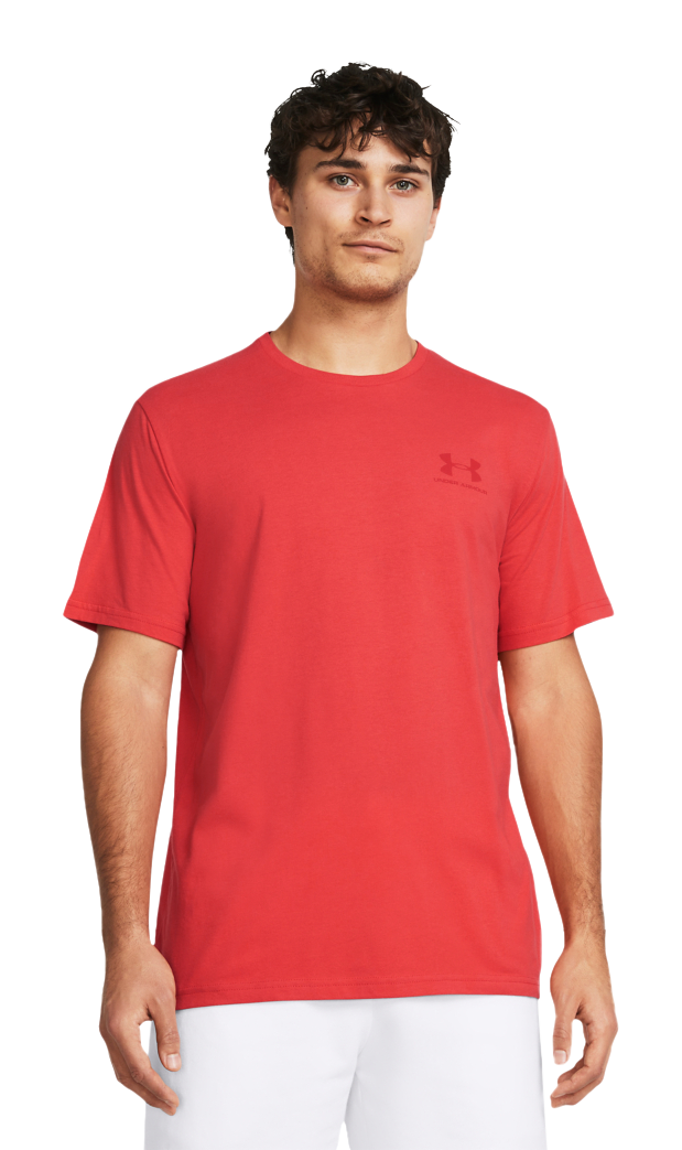 Image of Under Armour Sportstyle Left Chest Short-Sleeve T-Shirt for Men - Red Solstice/Red - 2XL