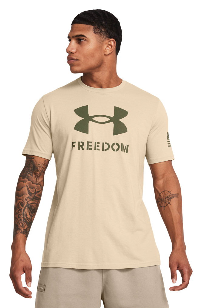 Under Armour Freedom Logo Short-Sleeve T-Shirt for Men - Desert Sand/MOD Green