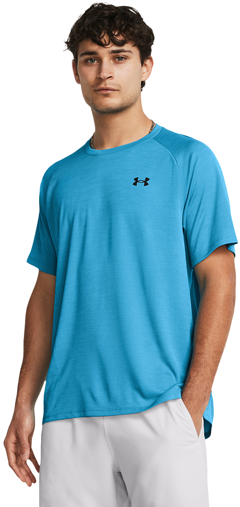 Under Armour Tech Textured Short-Sleeve T-Shirt for Men - Capri/Black - S