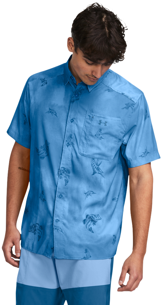 Image of Under Armour UA Dockside Short-Sleeve Shirt for Men - Viral Blue/Photon Blue