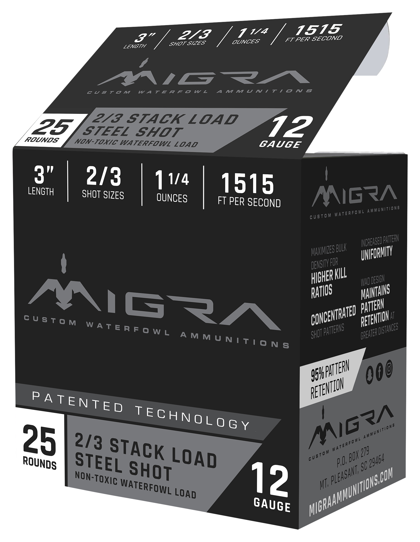 Migra Custom Waterfowl Shotshells - 12 Gauge - 2/3 - 3" - 250 Rounds - Migra Ammunitions