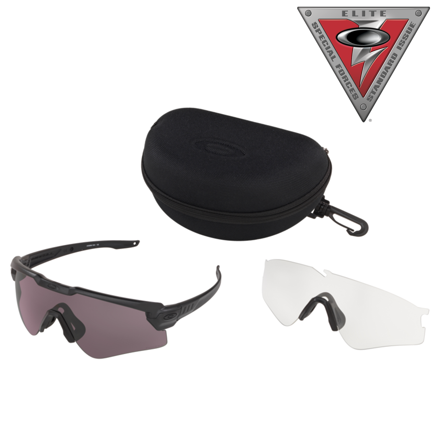 Image of Oakley SI Ballistic M Frame ALPHA Array OO9296 Prizm Grey and Clear Lens Sunglasses - Matte Black/Prizm Gray, Clear - XX-Large