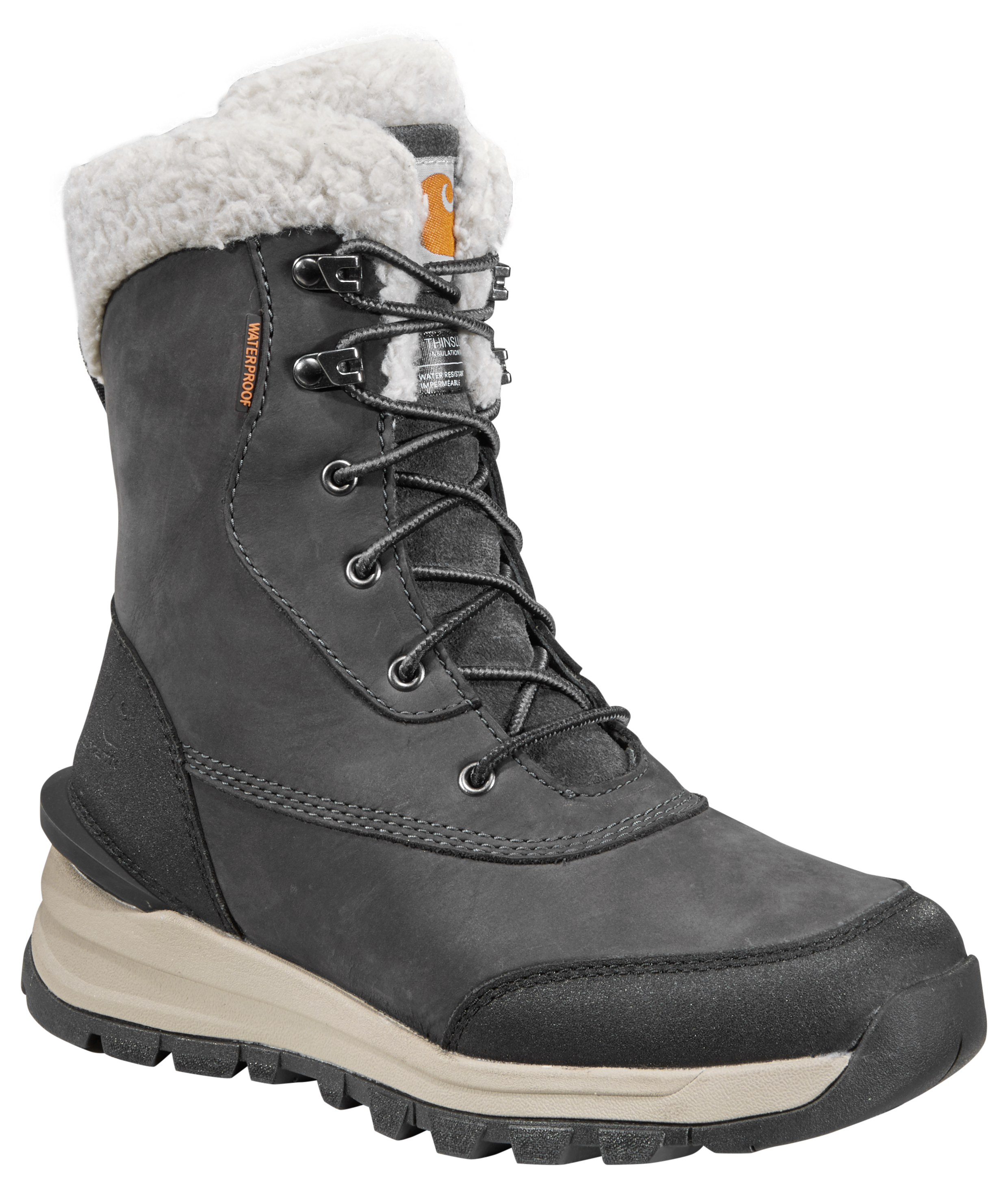 Image of Carhartt Pellston Insulated Waterproof Winter Boots for Ladies - Dark Grey Nubuck - 6M