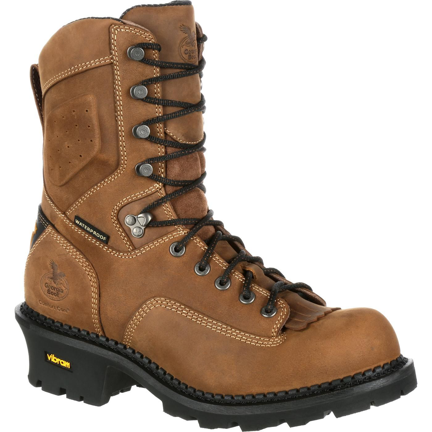 Image of Georgia Boot Comfort Core Logger Waterproof Composite Toe Work Boots for Men - Brown - 8M