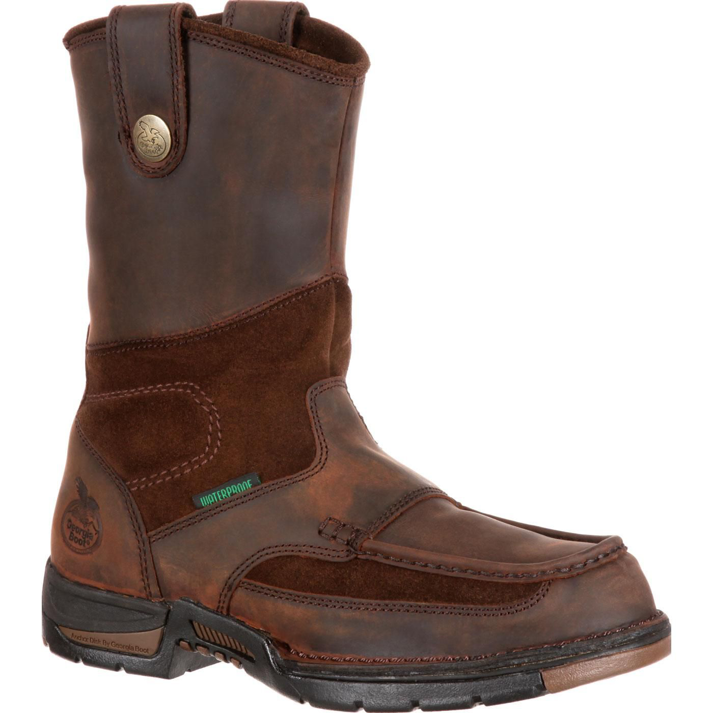 Image of Georgia Boot Athens Steel-Toe Waterproof Wellington Boots for Men - Brown - 8M