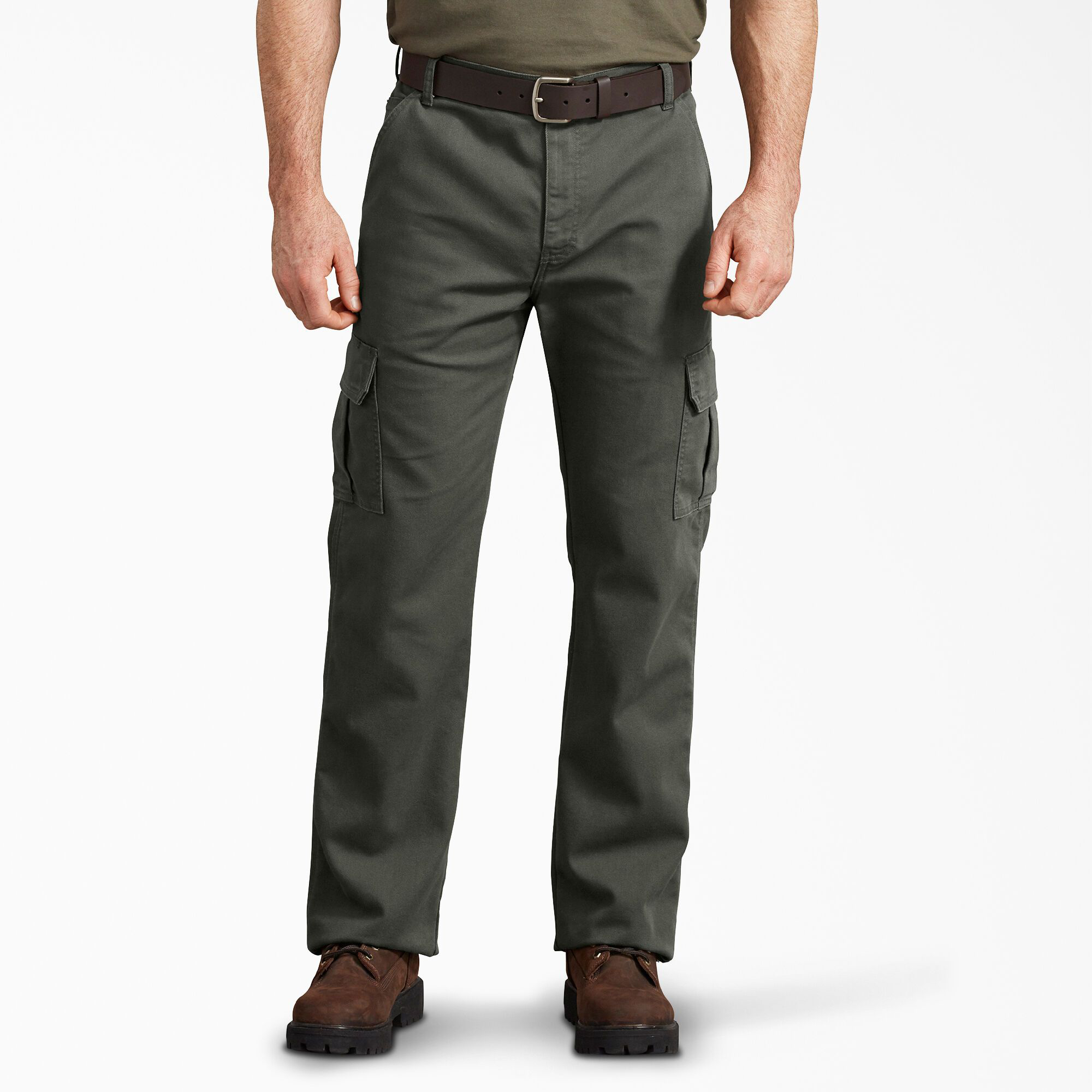 Dickies FLEX Regular-Fit Straight-Leg Tough Max Duck Cargo Pants for Men - Stonewash Olive Green - 38x30