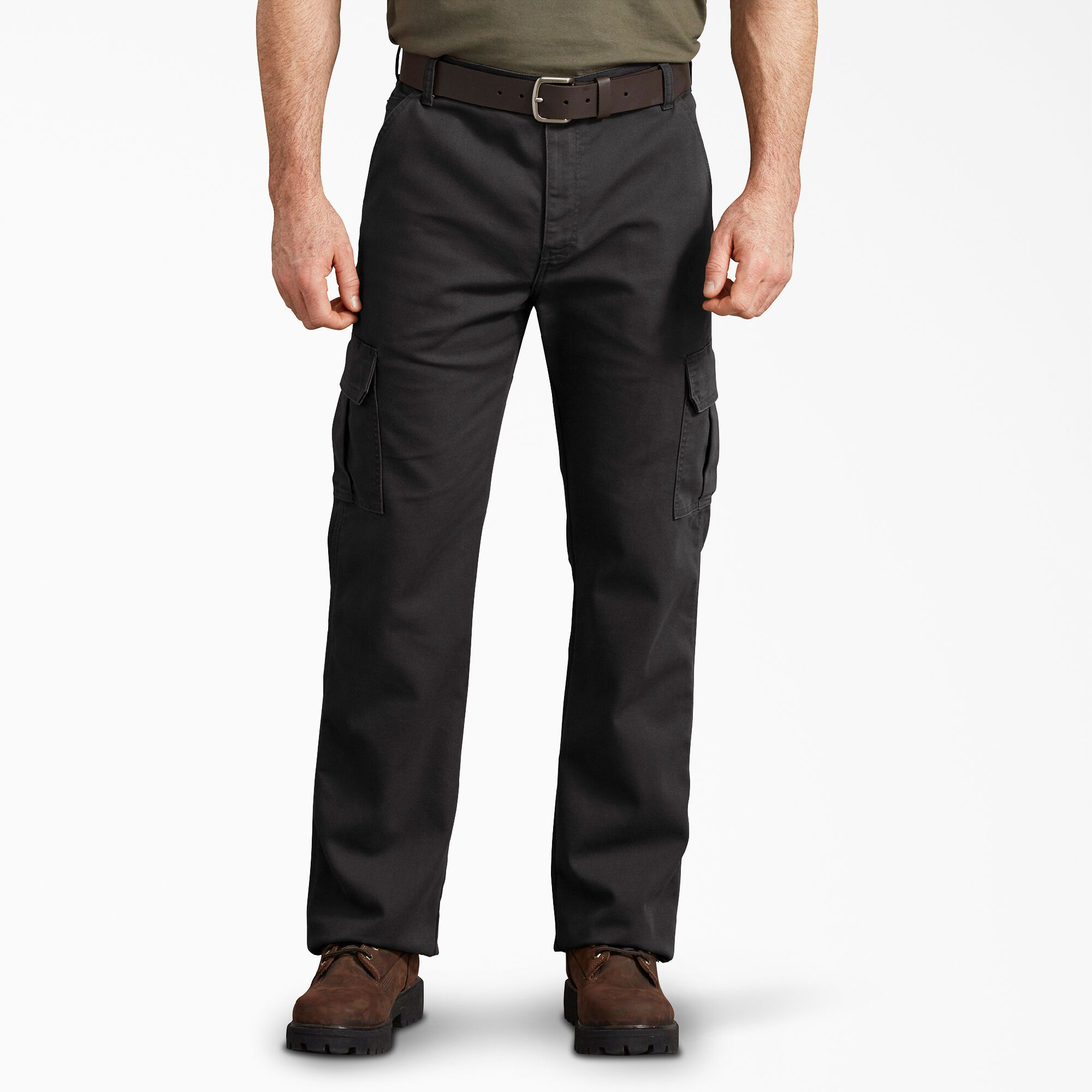 Image of Dickies FLEX Regular-Fit Straight-Leg Tough Max Duck Cargo Pants for Men - Stonewashed Black - 40x30