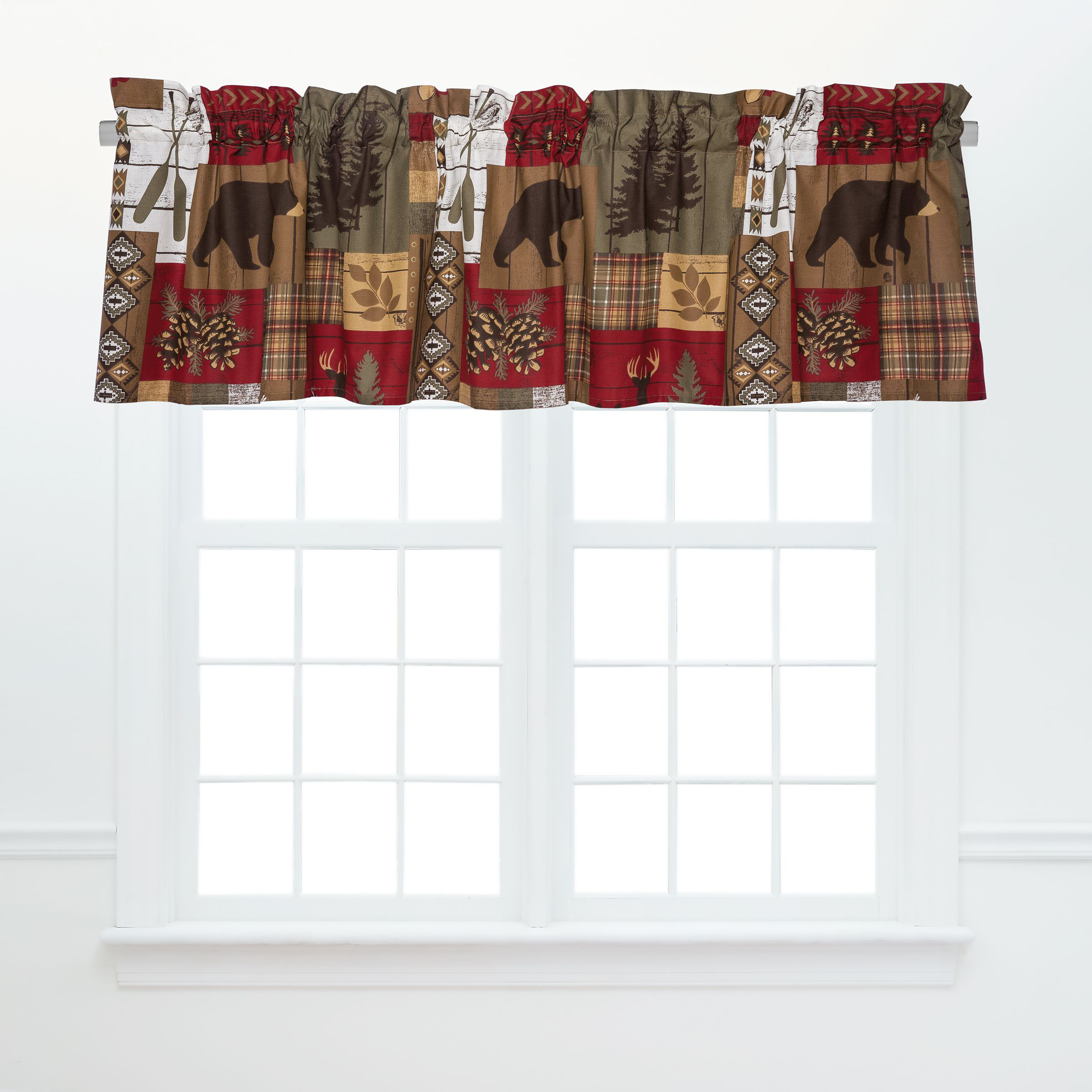 Image of C&F Home Timber Trails Valance - Red/Brown/Green