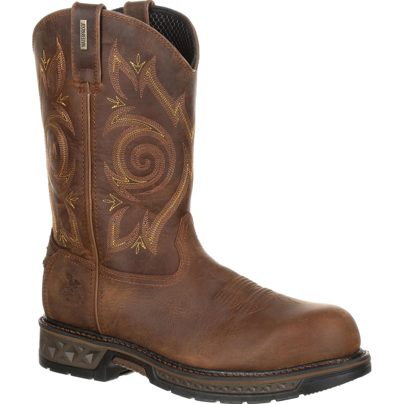 Image of Georgia Boot Carbo-Tec LT Composite-Toe Waterproof Wellington Work Boots for Men - Brown