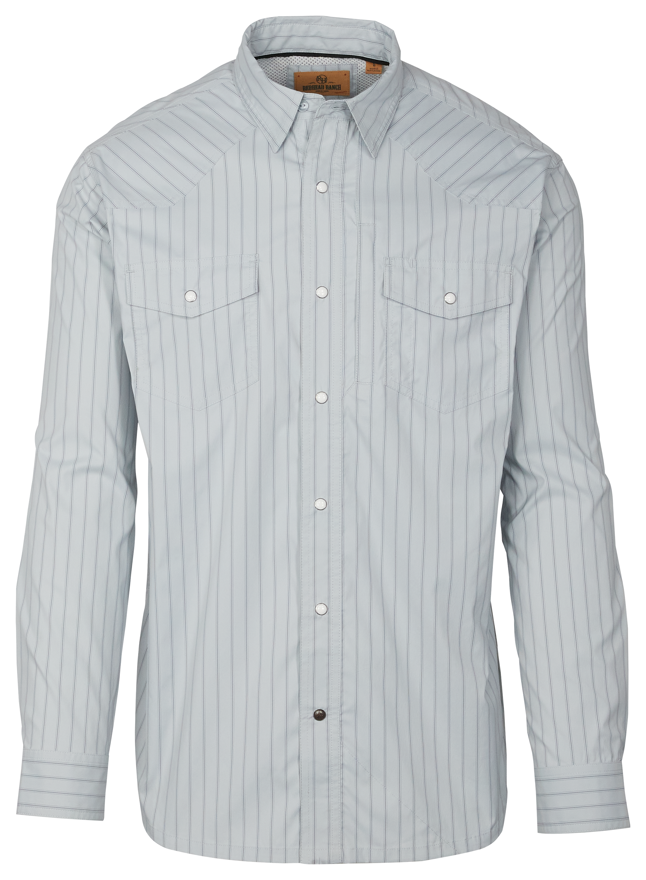 Image of RedHead Ranch Canyonville Performance Long-Sleeve Shirt for Men - Pearl Blue/Navy Stripe - 2XL