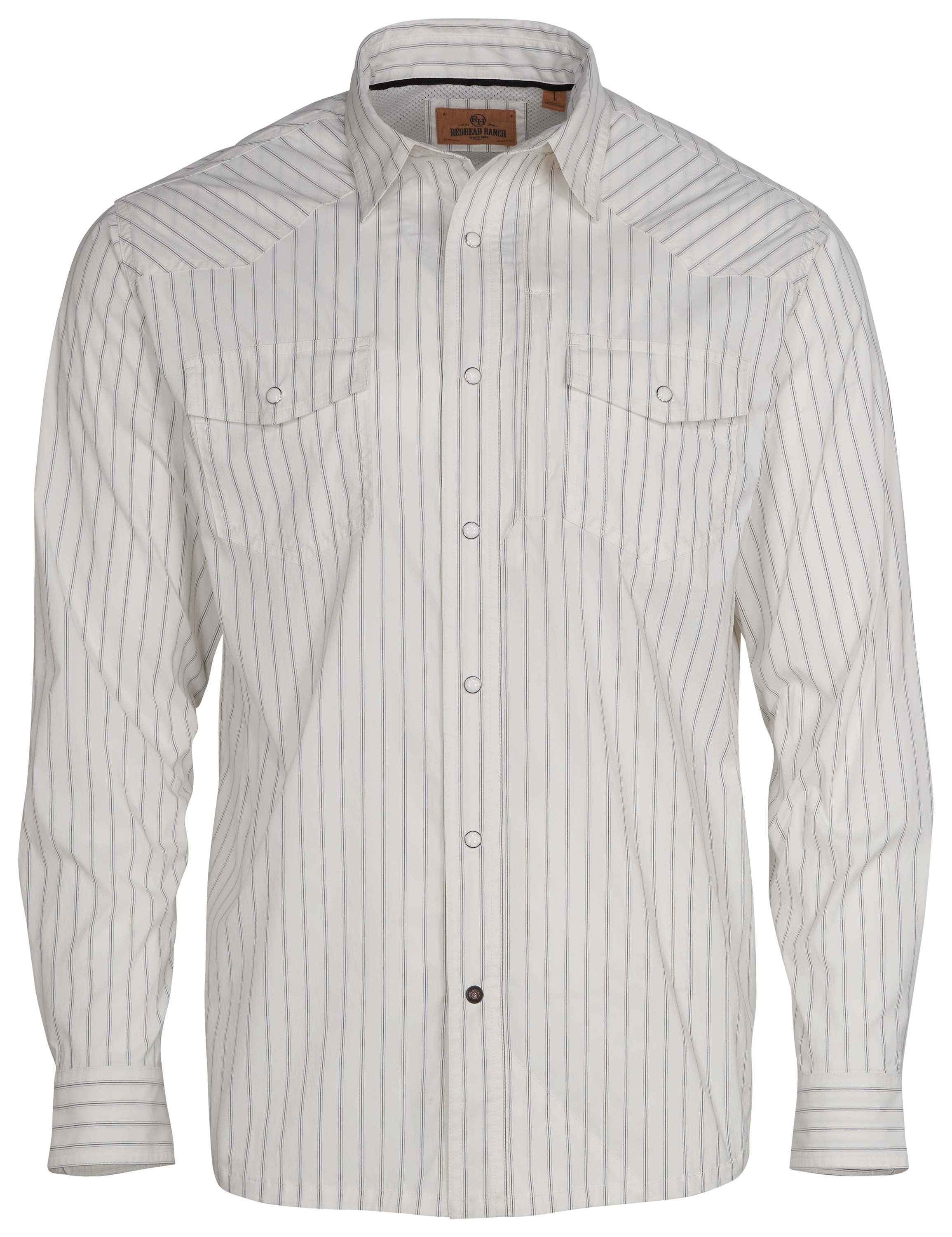 Image of RedHead Ranch Canyonville Performance Long-Sleeve Shirt for Men - White/Black Stripe - S