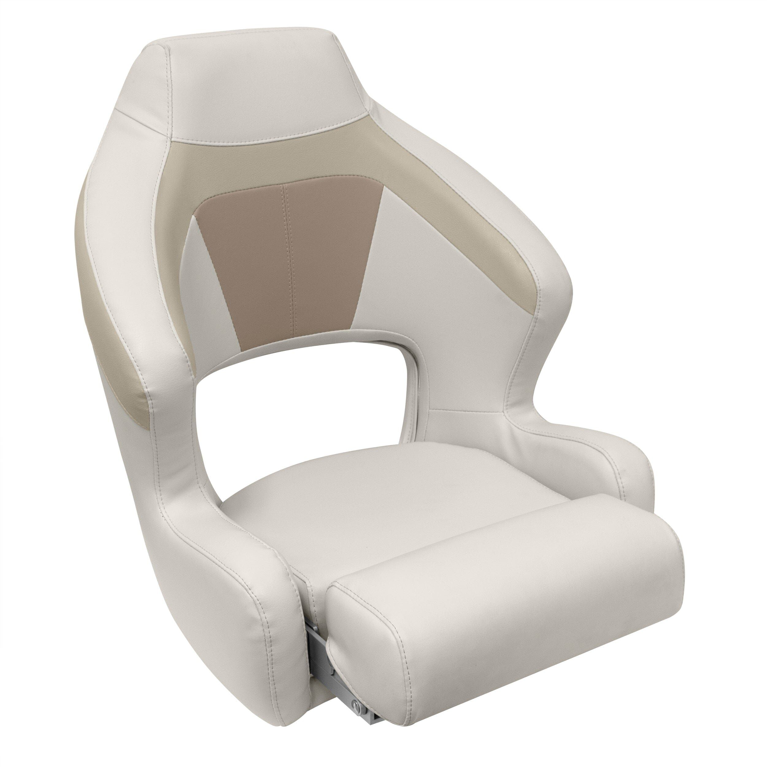 Image of Wise Premier Series Pontoon Furniture XL Bucket Seat with Flip-Up Bolster - Stone/Mocha/Java