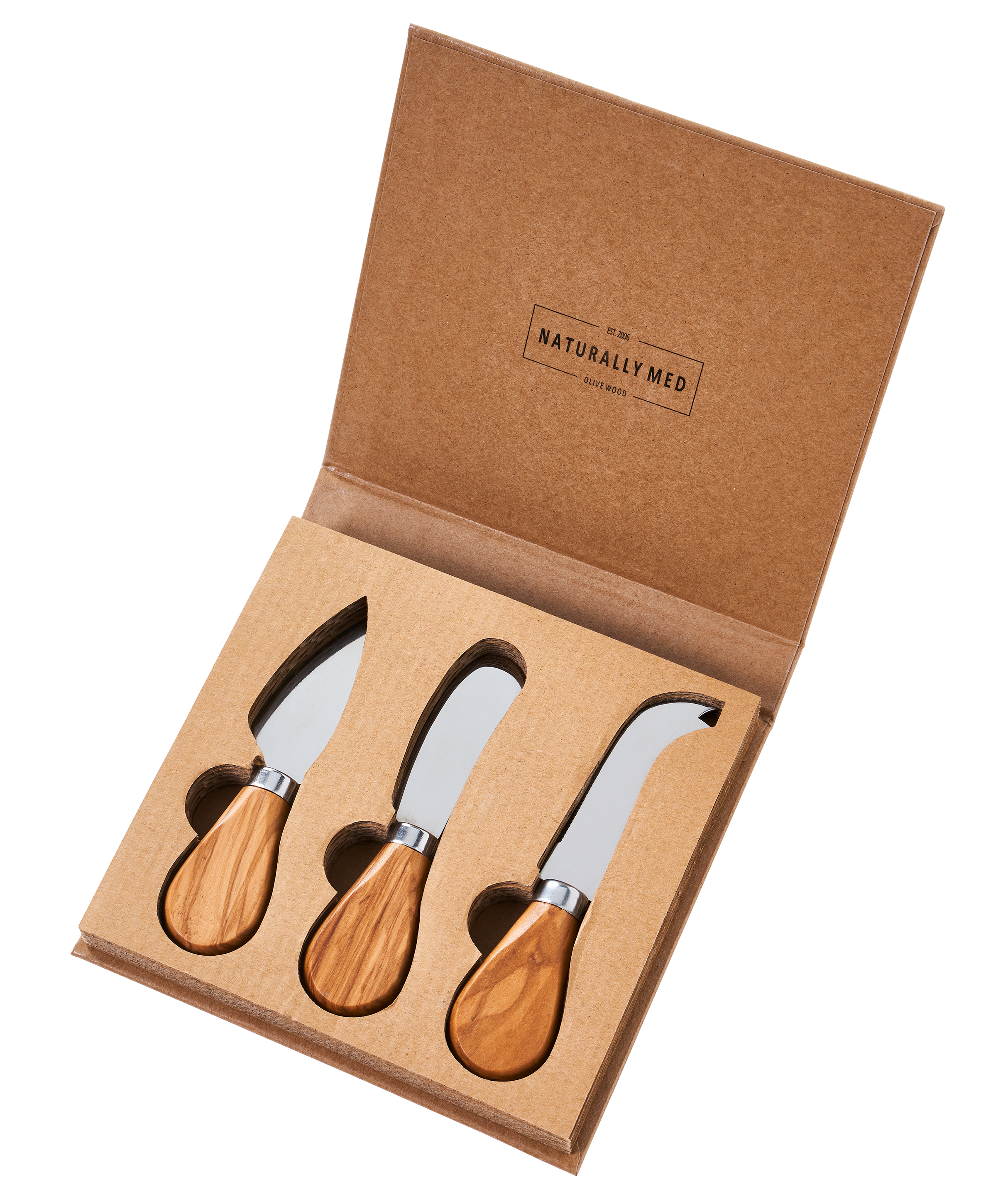 Image of Selbrae House Olive Wood 3-Piece Mini Cheese Knife Set