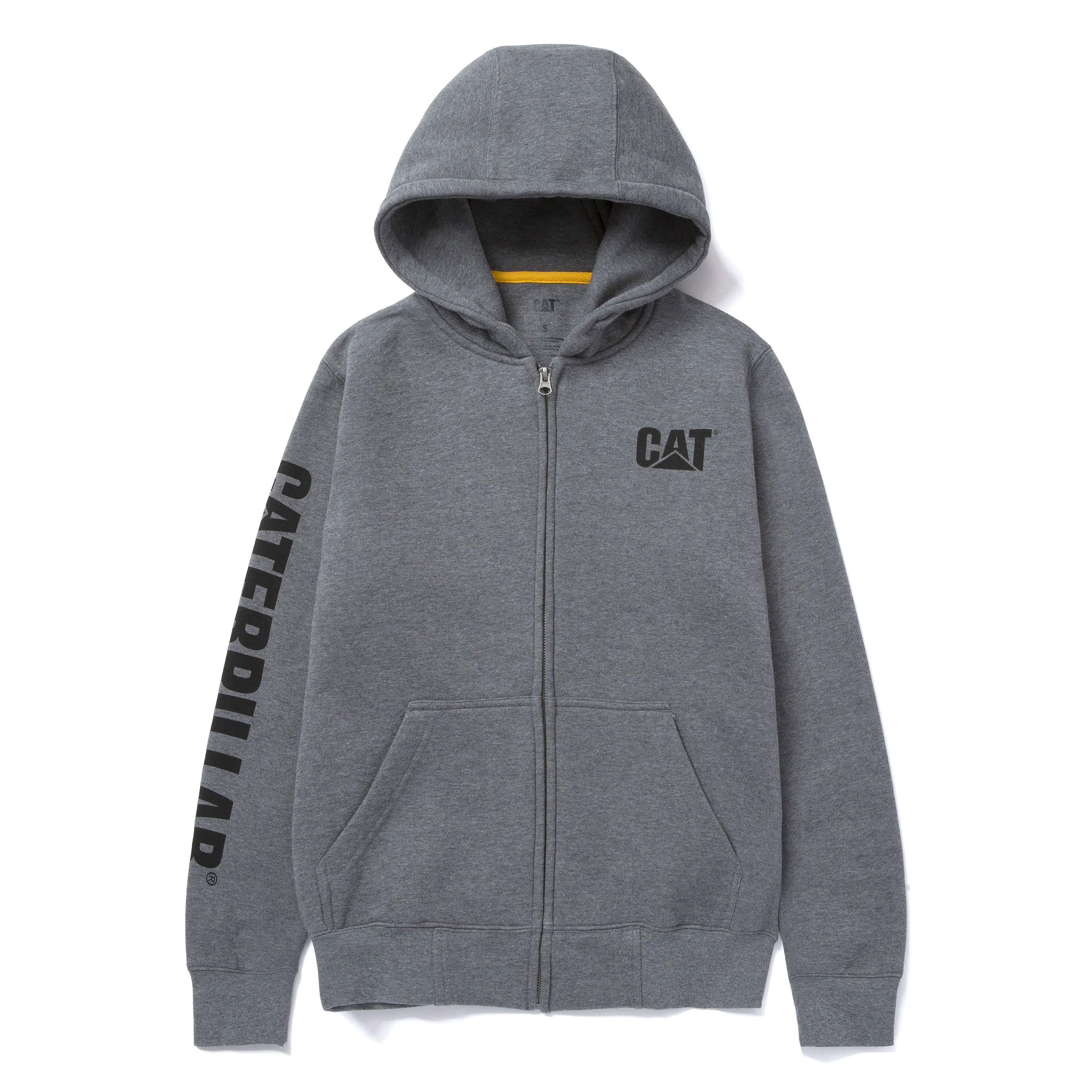 Image of CAT Workwear Trademark Banner Full-Zip Hoodie for Ladies - Dark Heather Grey