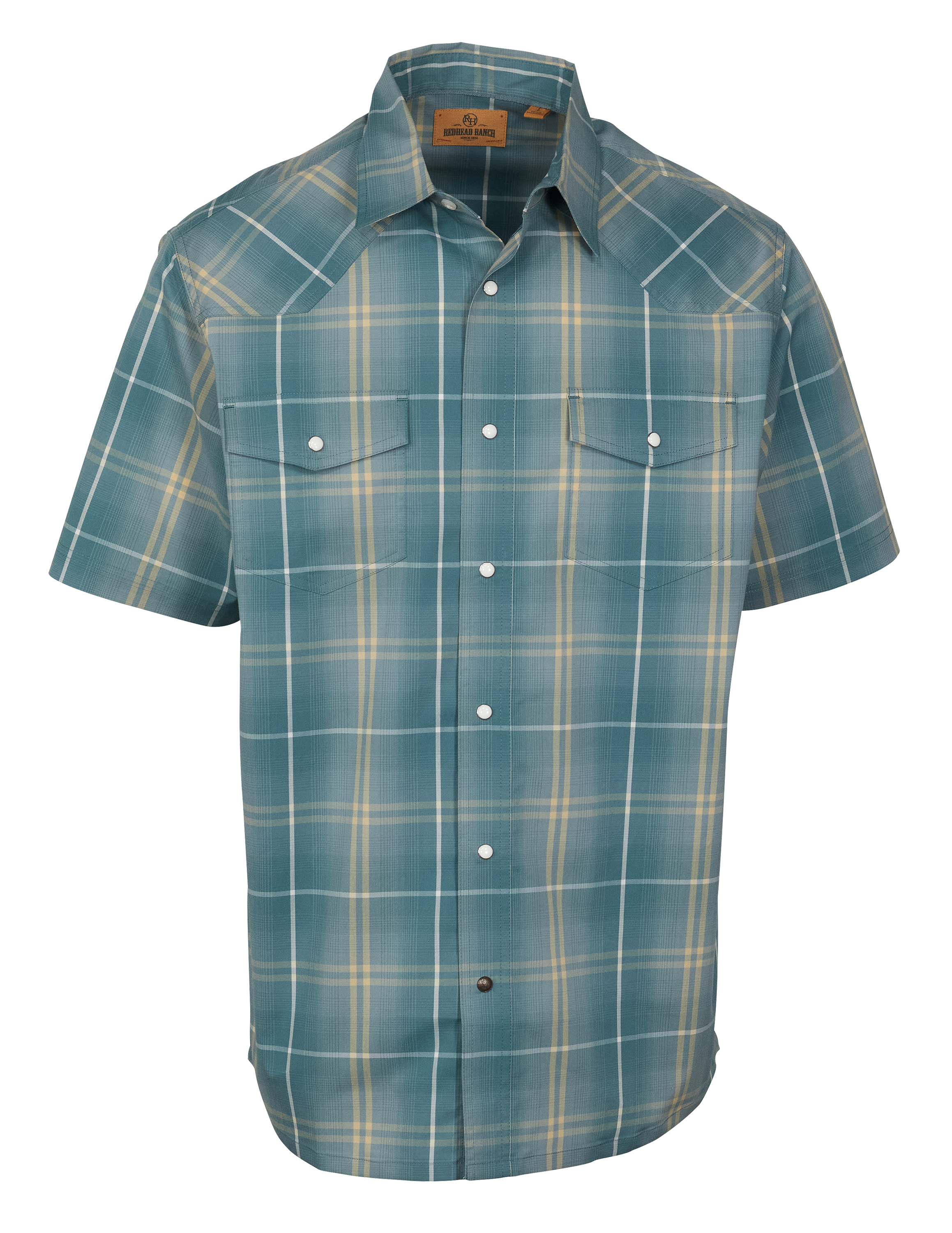 Image of RedHead Ranch Kennedale Plaid Short-Sleeve Shirt for Men - Lead Plaid - S