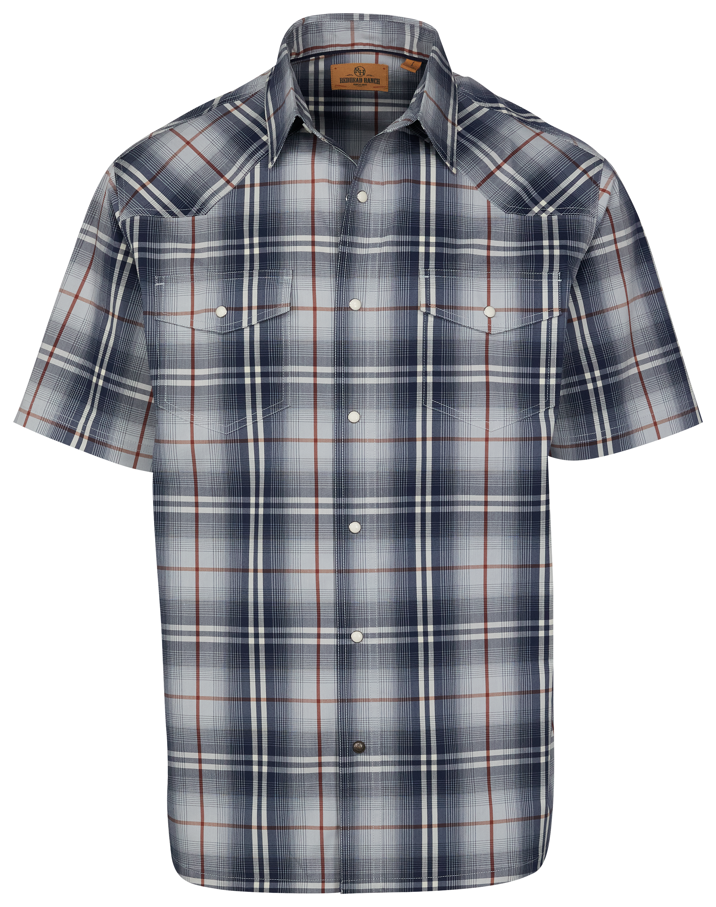 Image of RedHead Ranch Kennedale Plaid Short-Sleeve Shirt for Men - Pearl Blue Plaid - S