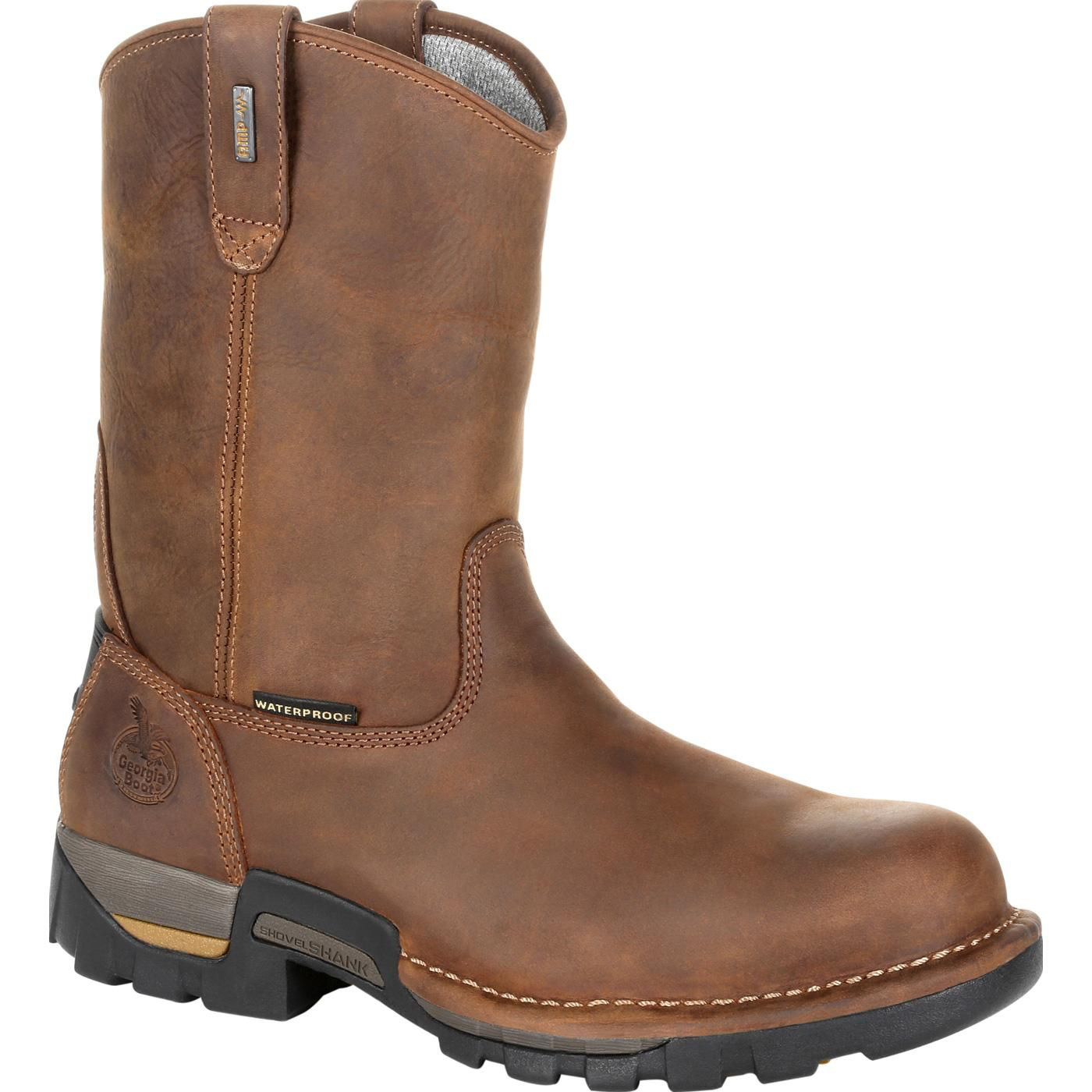 Image of Georgia Boot Eagle One Waterproof Pull-On Work Boots for Men - Brown - 8.5W