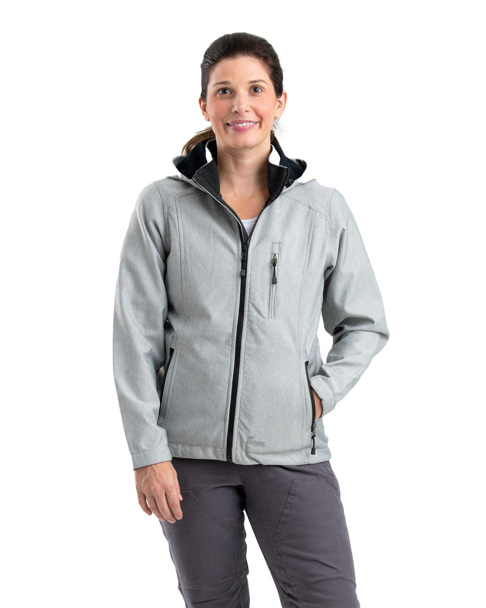 Image of Berne Hooded Softshell Jacket for Ladies - Grey - S