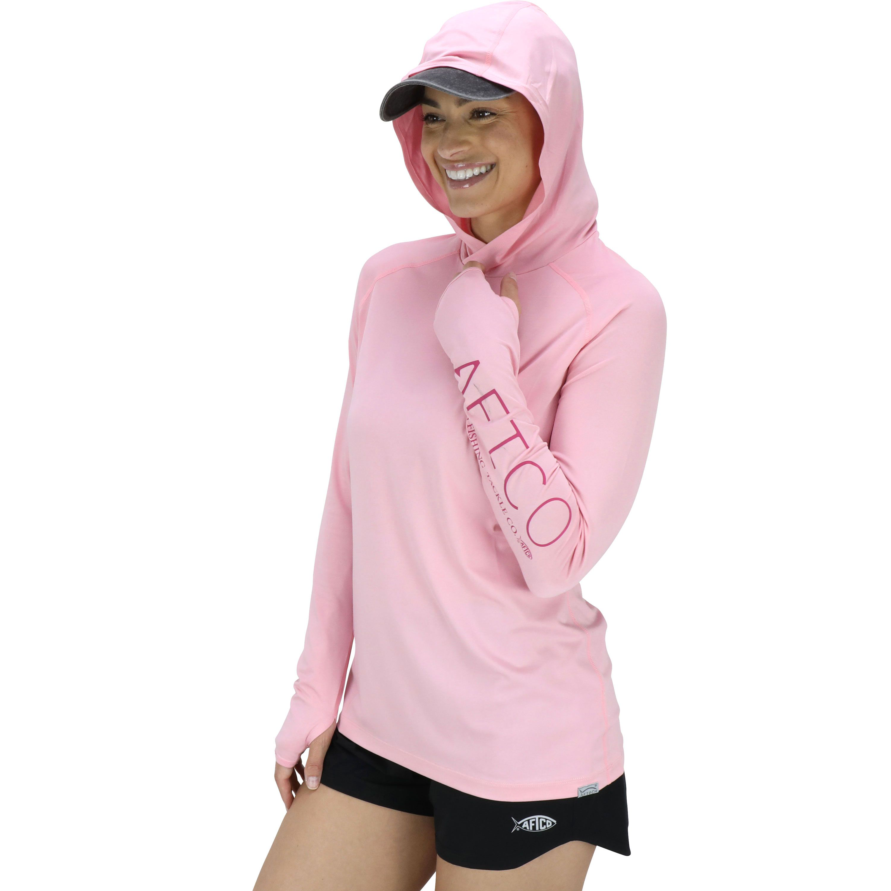AFTCO Women's Samurai Hooded Sun Protection Shirt - Long Sleeve - Orchid Pink Heather