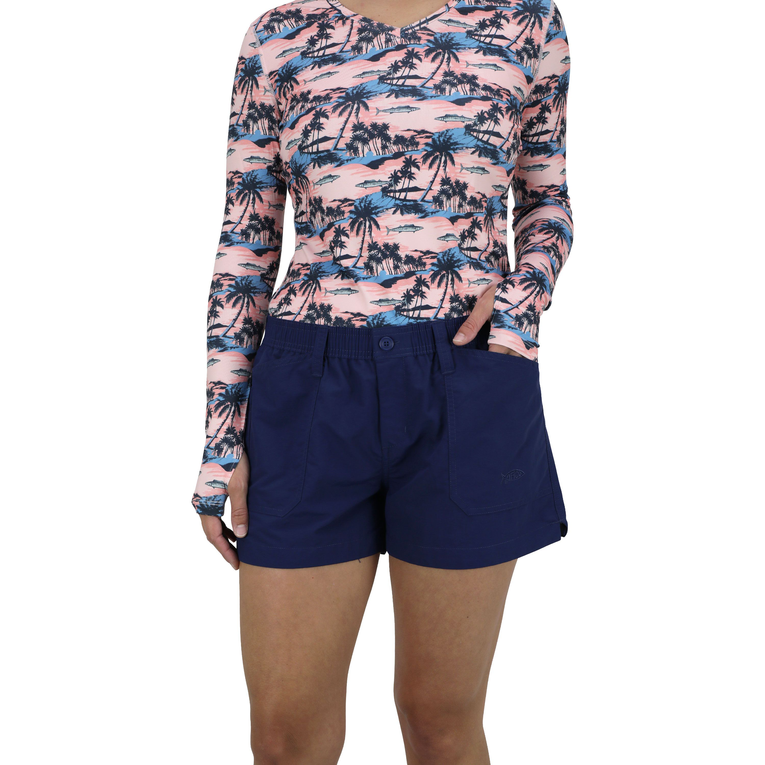 Image of AFTCO Original Fishing Shorts for Ladies - Navy - 2