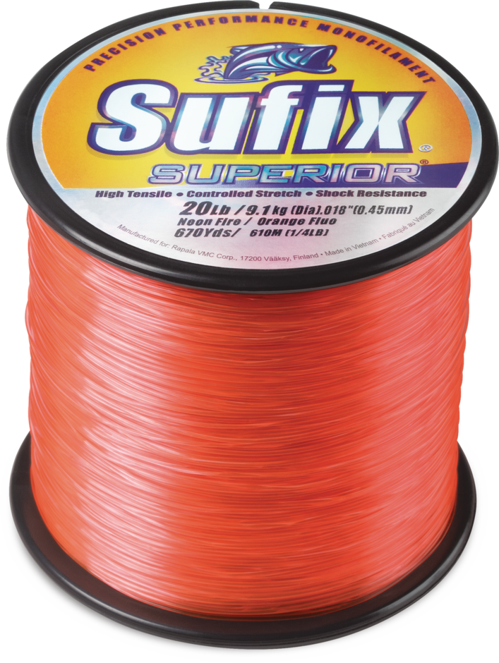 Image of Sufix Superior Fishing Line Bulk Spool - Neon Fire - 1095 Yards - 50 Lb. Test