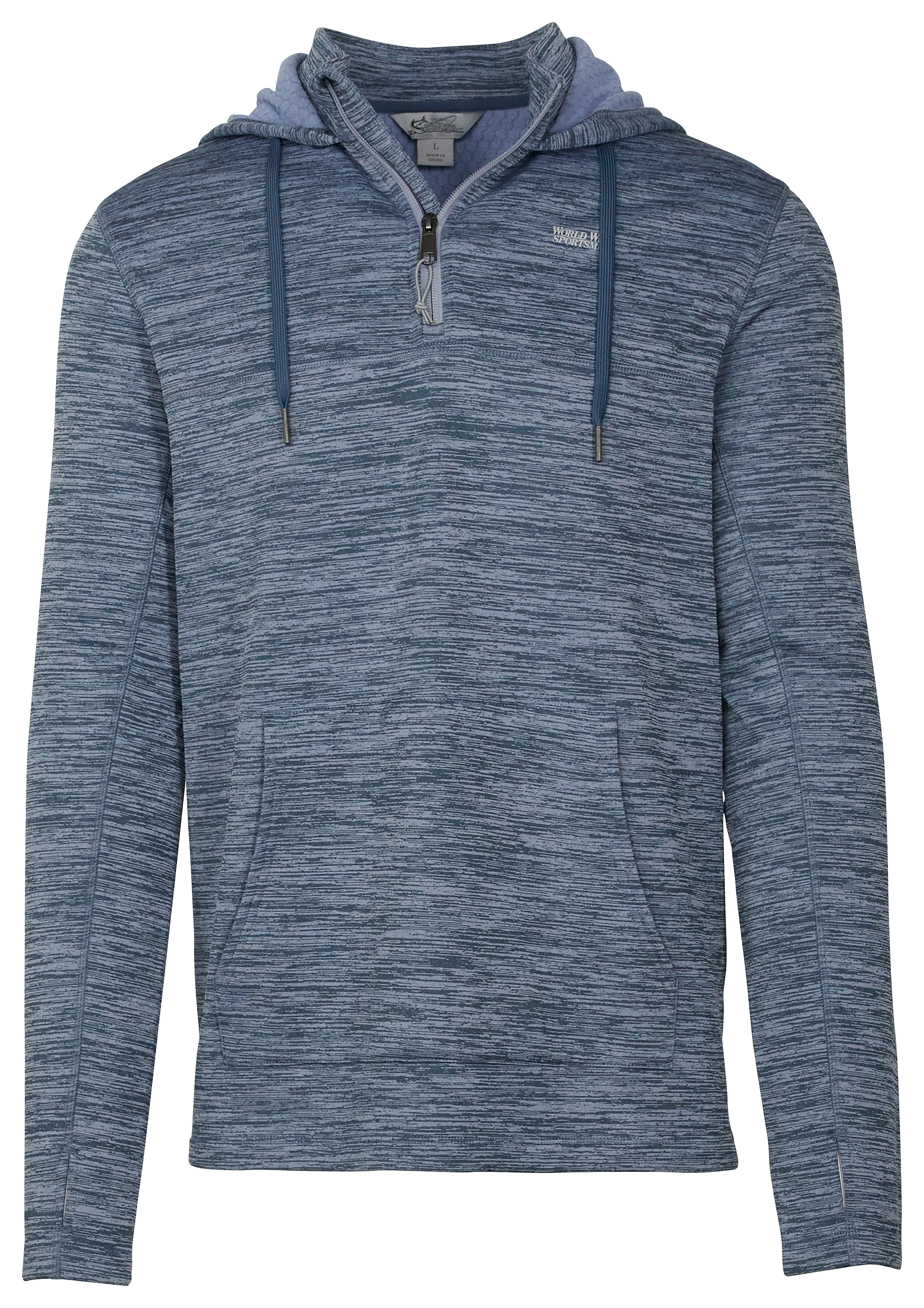 Image of World Wide Sportsman Grid Fleece Quarter-Zip Hoodie for Men - Bering Sea - XL