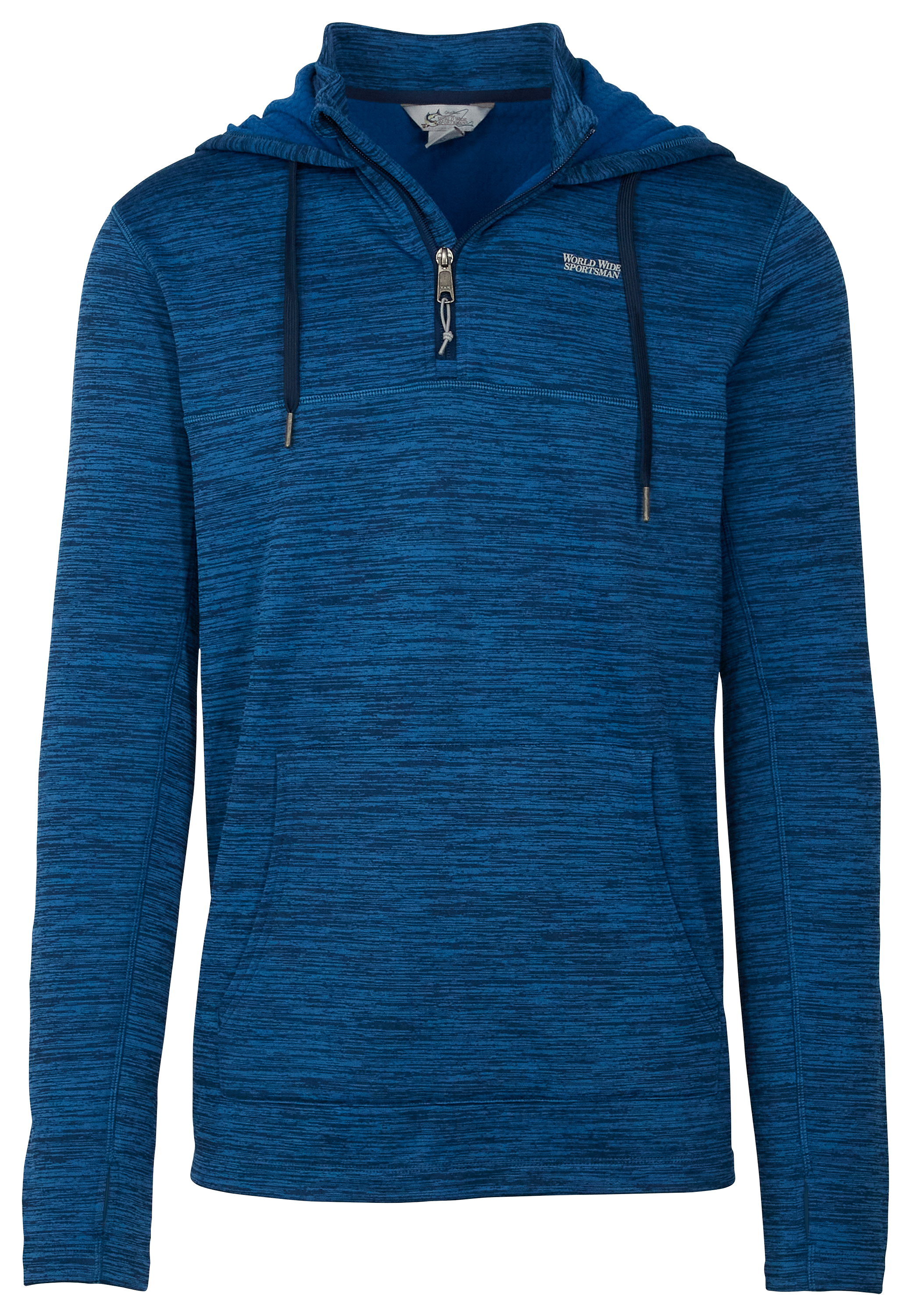 Image of World Wide Sportsman Grid Fleece Quarter-Zip Hoodie for Men - Insignia Blue - S