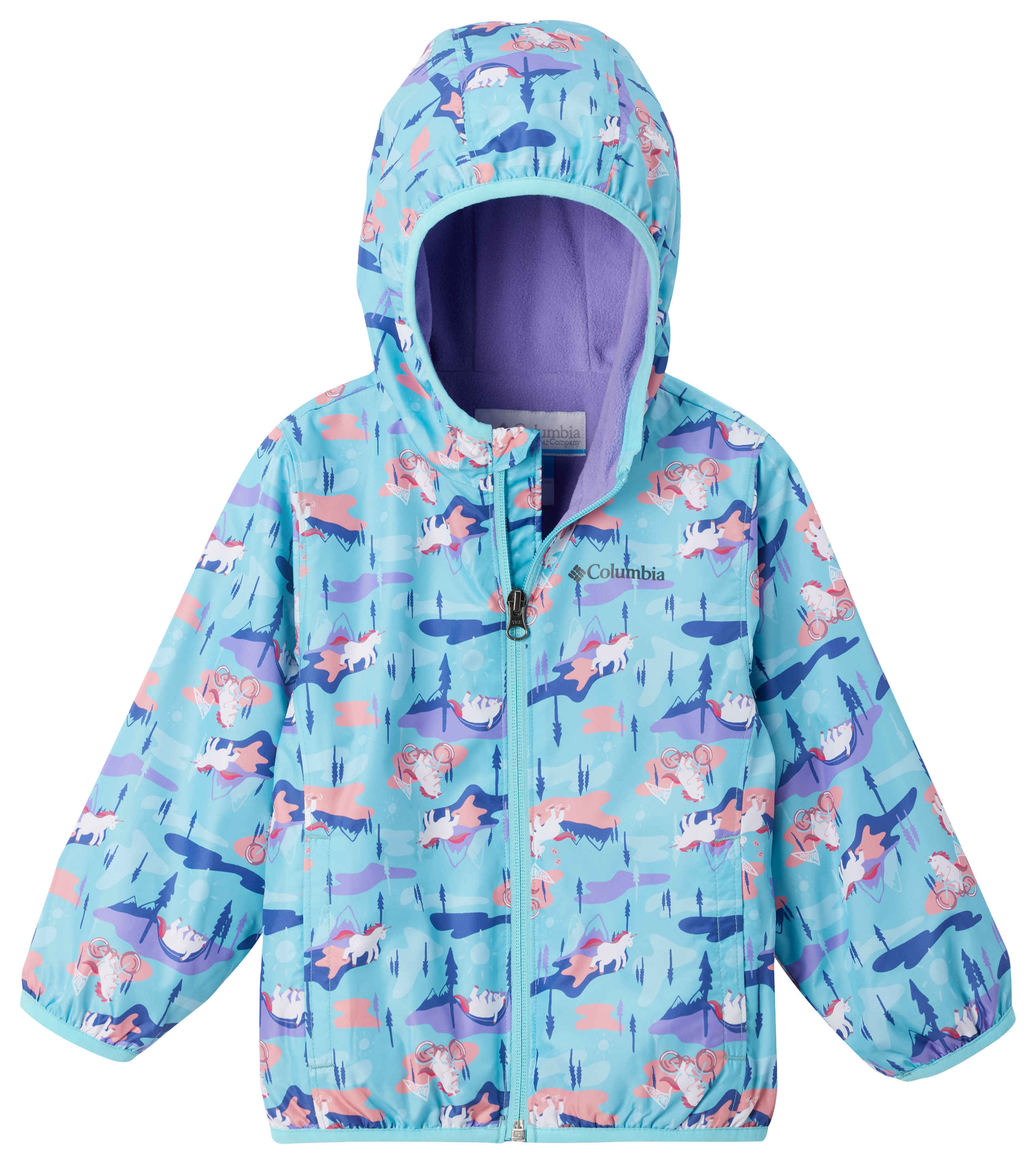 Image of Columbia Mini Pixel Grabber II Wind Jacket for Toddler Girls - Aquamarine Uninature - 2T