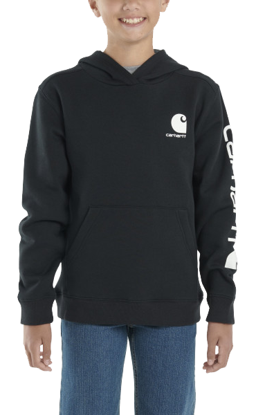 Image of Carhartt Graphic Hooded Long-Sleeve Hoodie for Boys - Caviar Black - XL