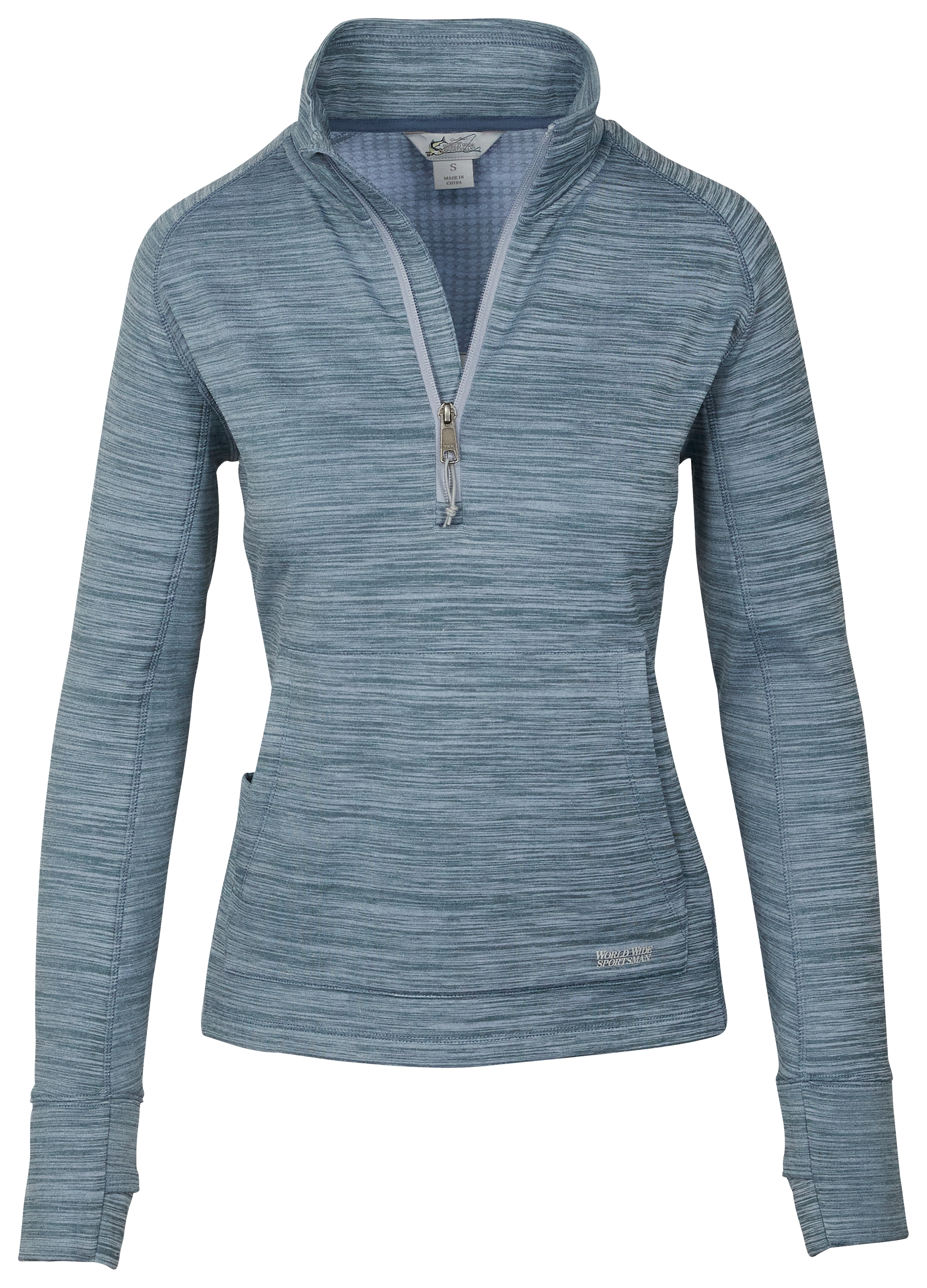 Image of World Wide Sportsman Grid Fleece Quarter-Zip Pullover for Ladies - Bering Sea Heather - M