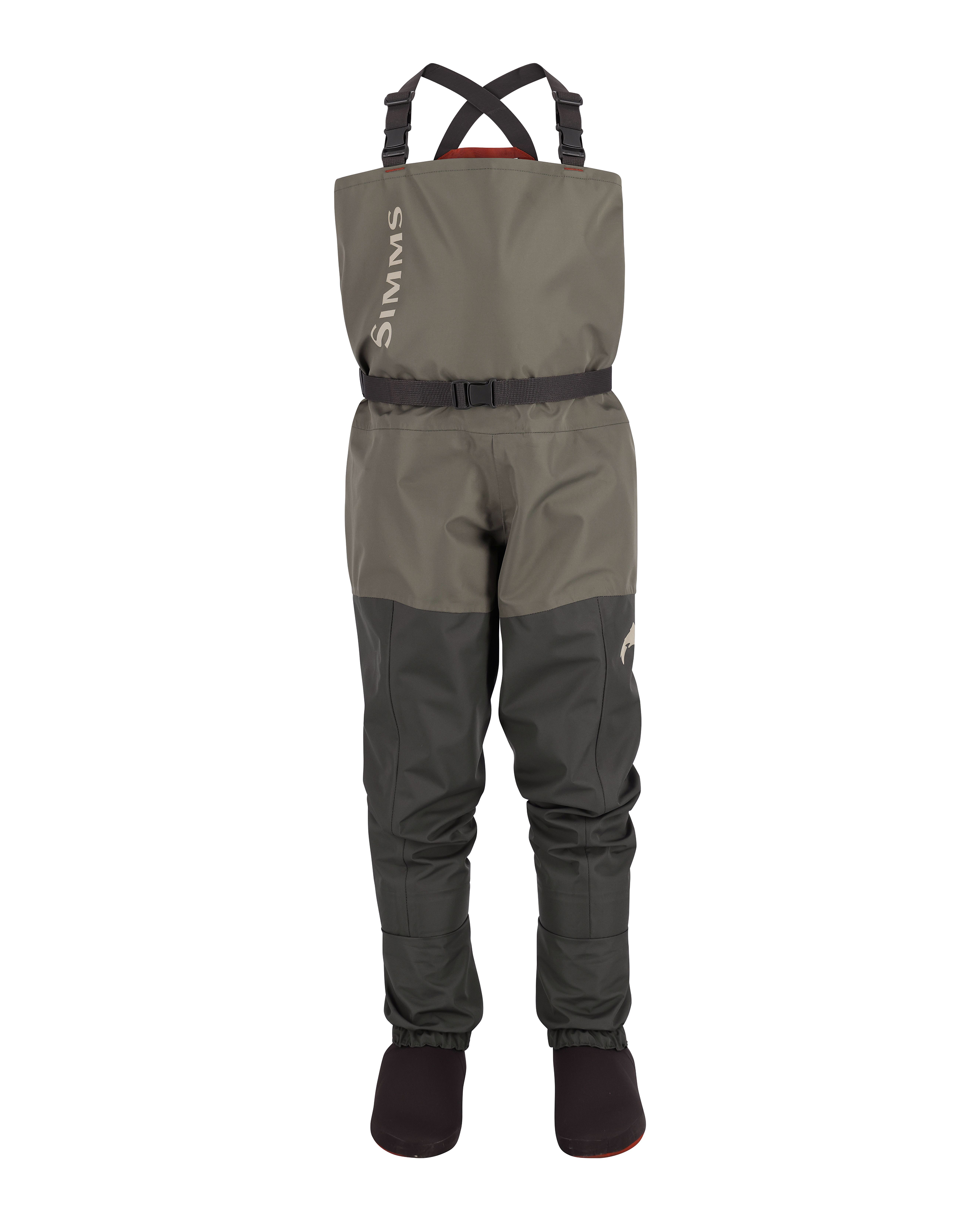 Image of Simms Tributary Stockingfoot Chest Waders for Kids- Basalt - Large