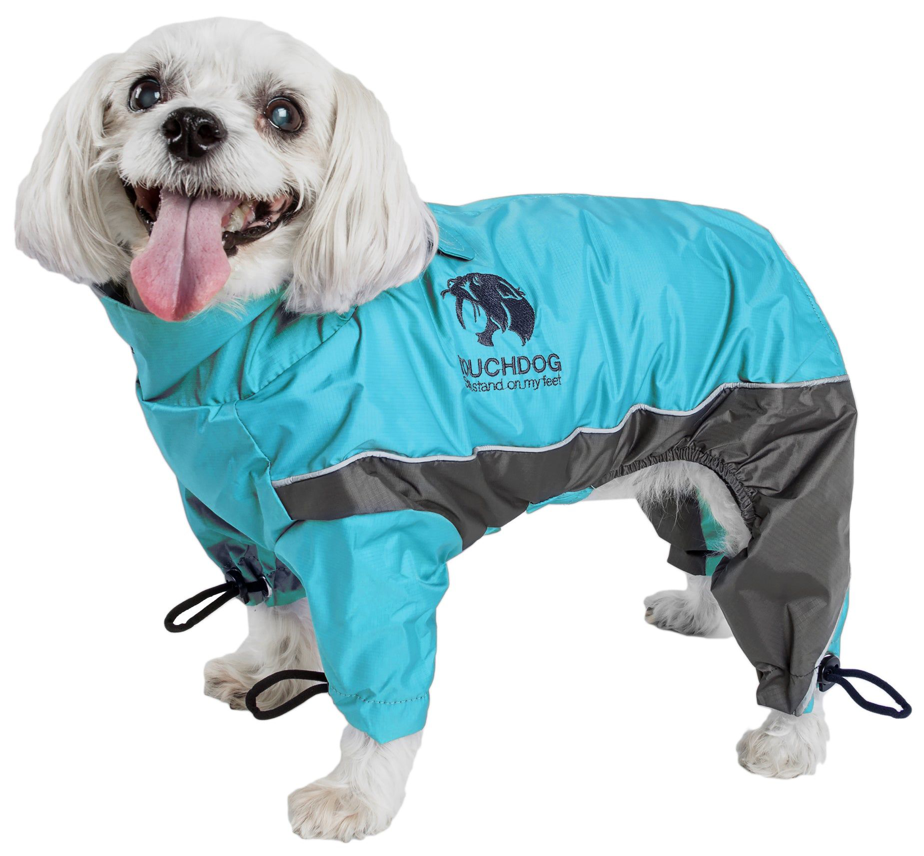 Image of Touchdog Quantum-Ice Adjustable and Reflective Full-Body Winter Dog Jacket - Ocean Blue/Grey - Medium