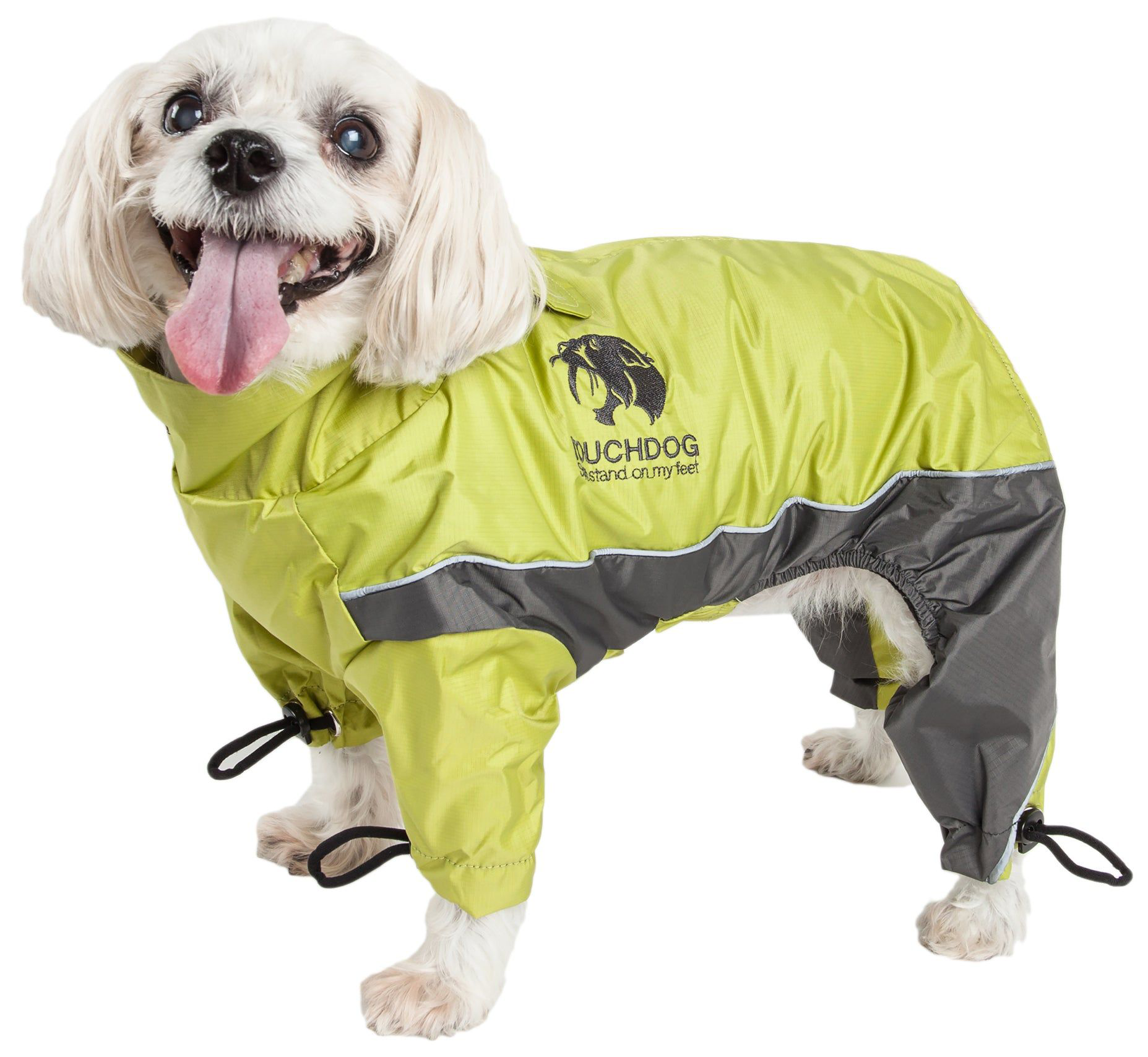 Image of Touchdog Quantum-Ice Adjustable and Reflective Full-Body Winter Dog Jacket - Light Yellow/Grey - Large