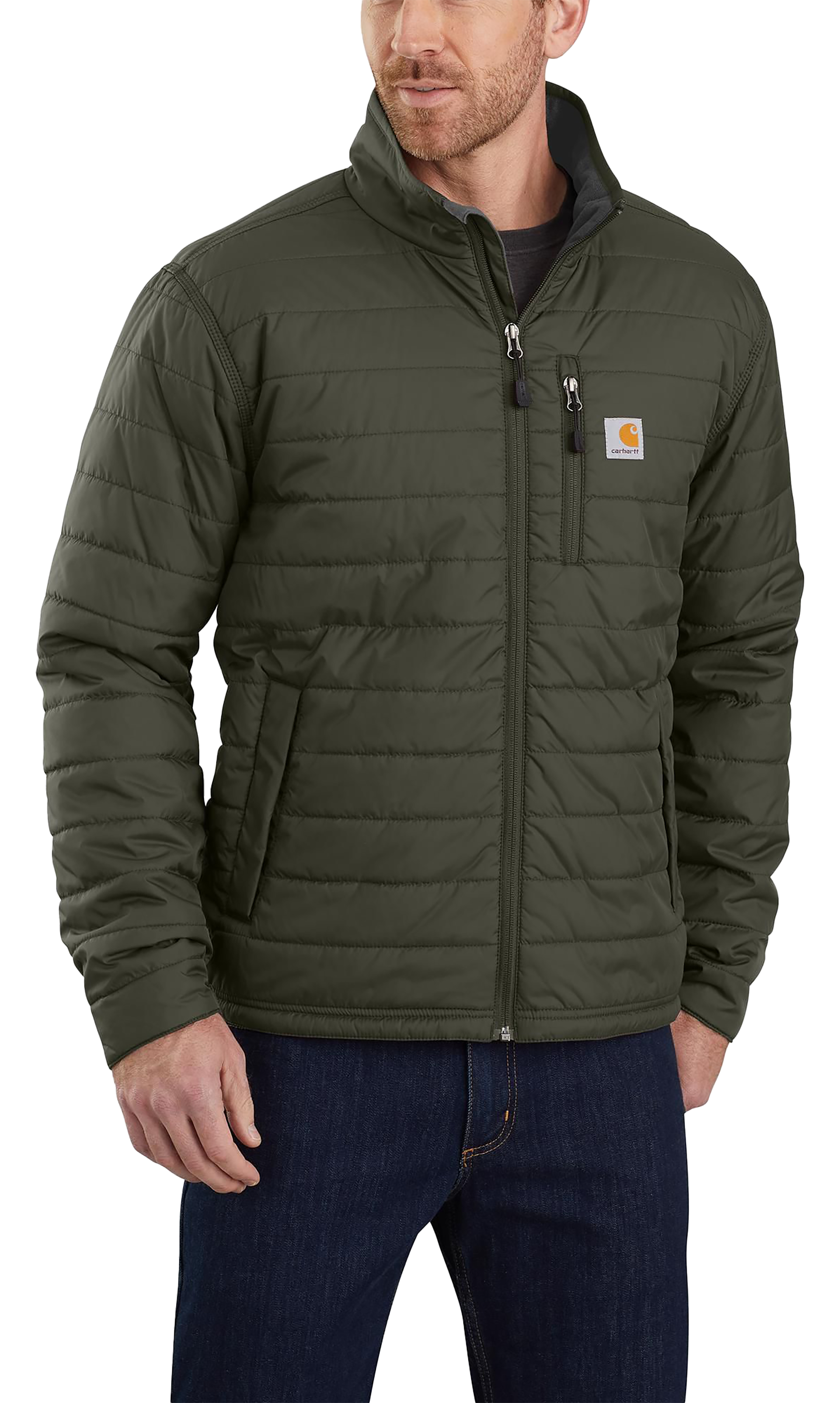 Image of Carhartt Rain Defender Relaxed Fit Lightweight Insulated Jacket for Men - Moss - M