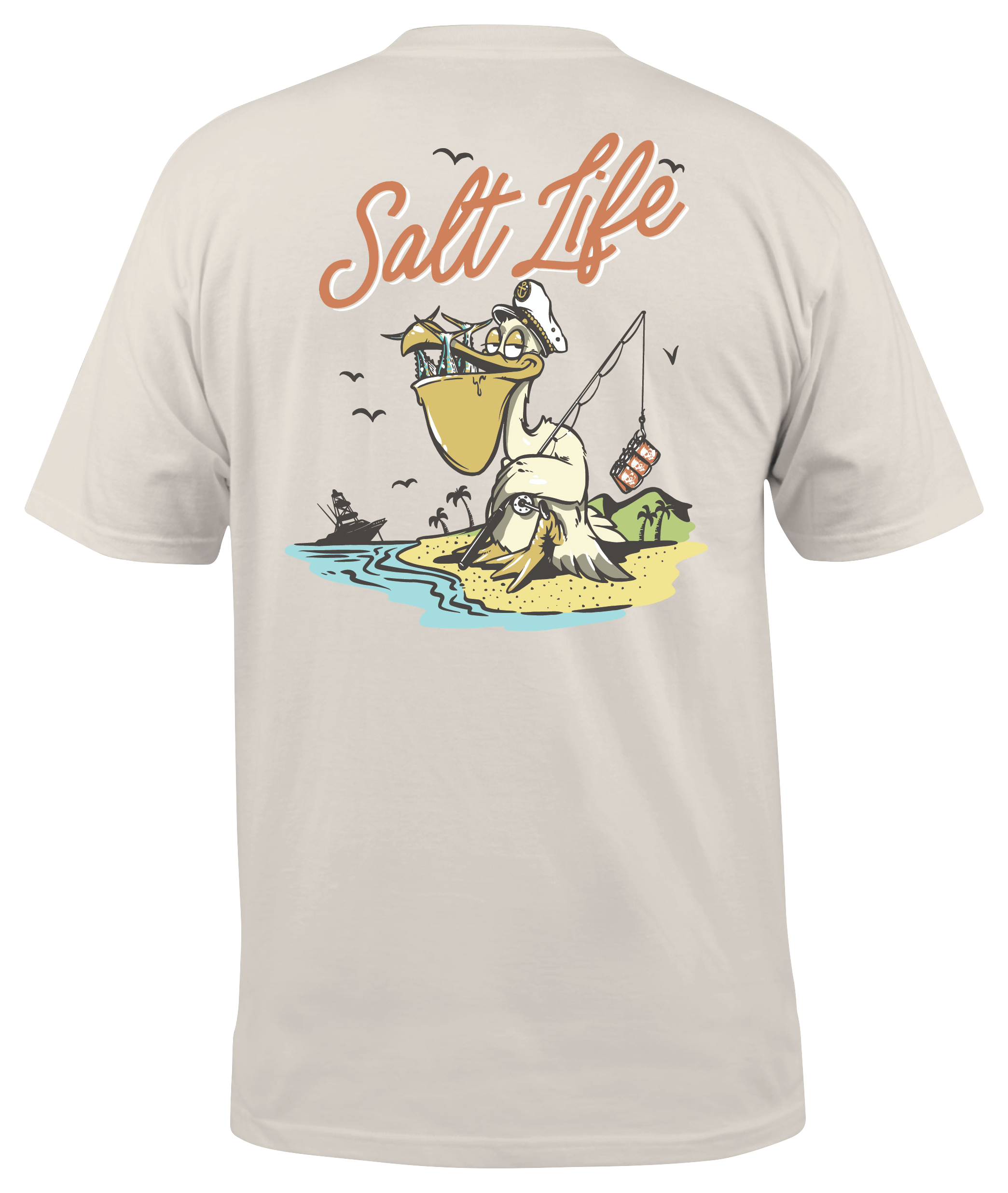 Salt Life Mens Gone Fishin Short Sleeve Tee - Tan - Large